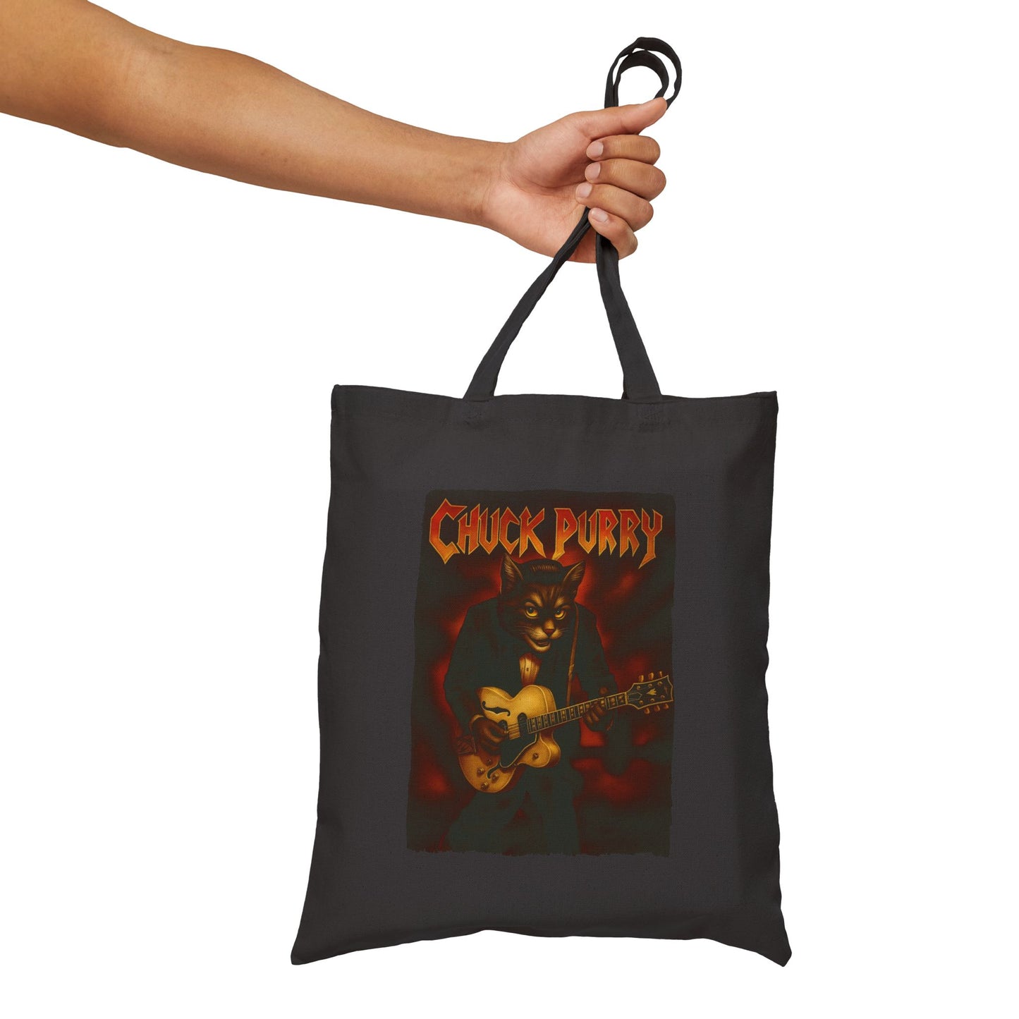 Chuck Purry Cat Tote – Funny Rock Canvas Bag