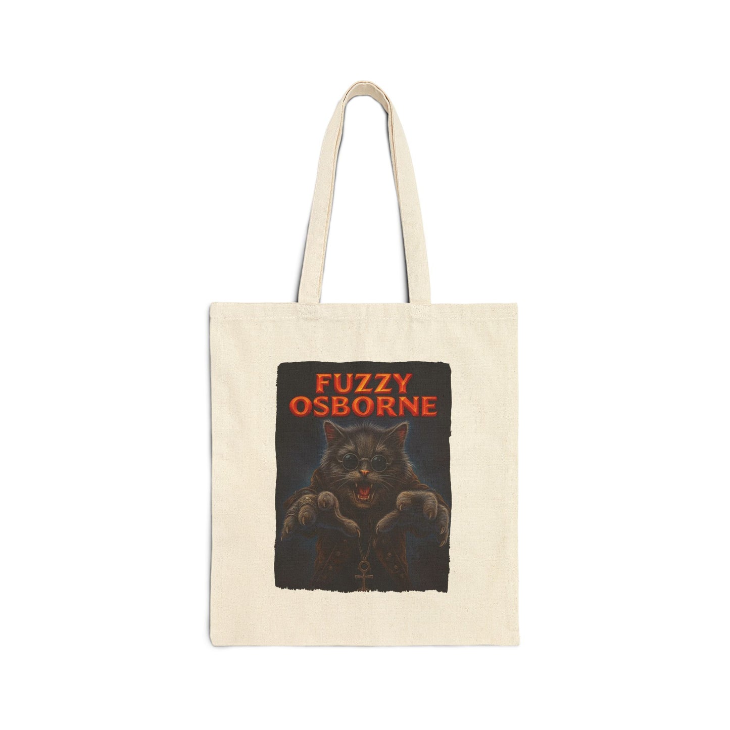 Fuzzy Osborne Cat Tote – Funny Metal Canvas Bag