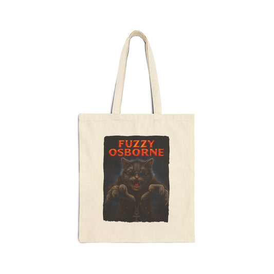 Fuzzy Osborne Cat Tote – Funny Metal Canvas Bag