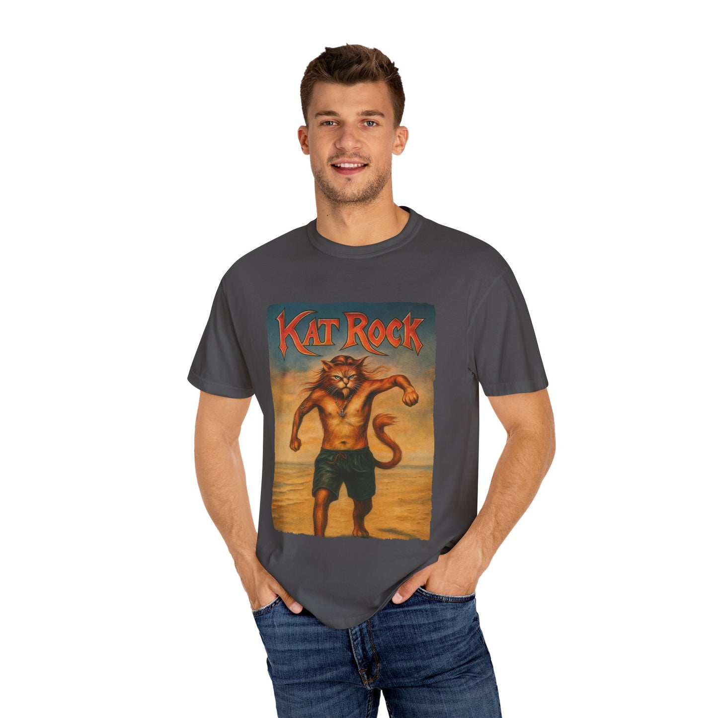 Kat Rock Tee – Strutting Beach Cat Graphic