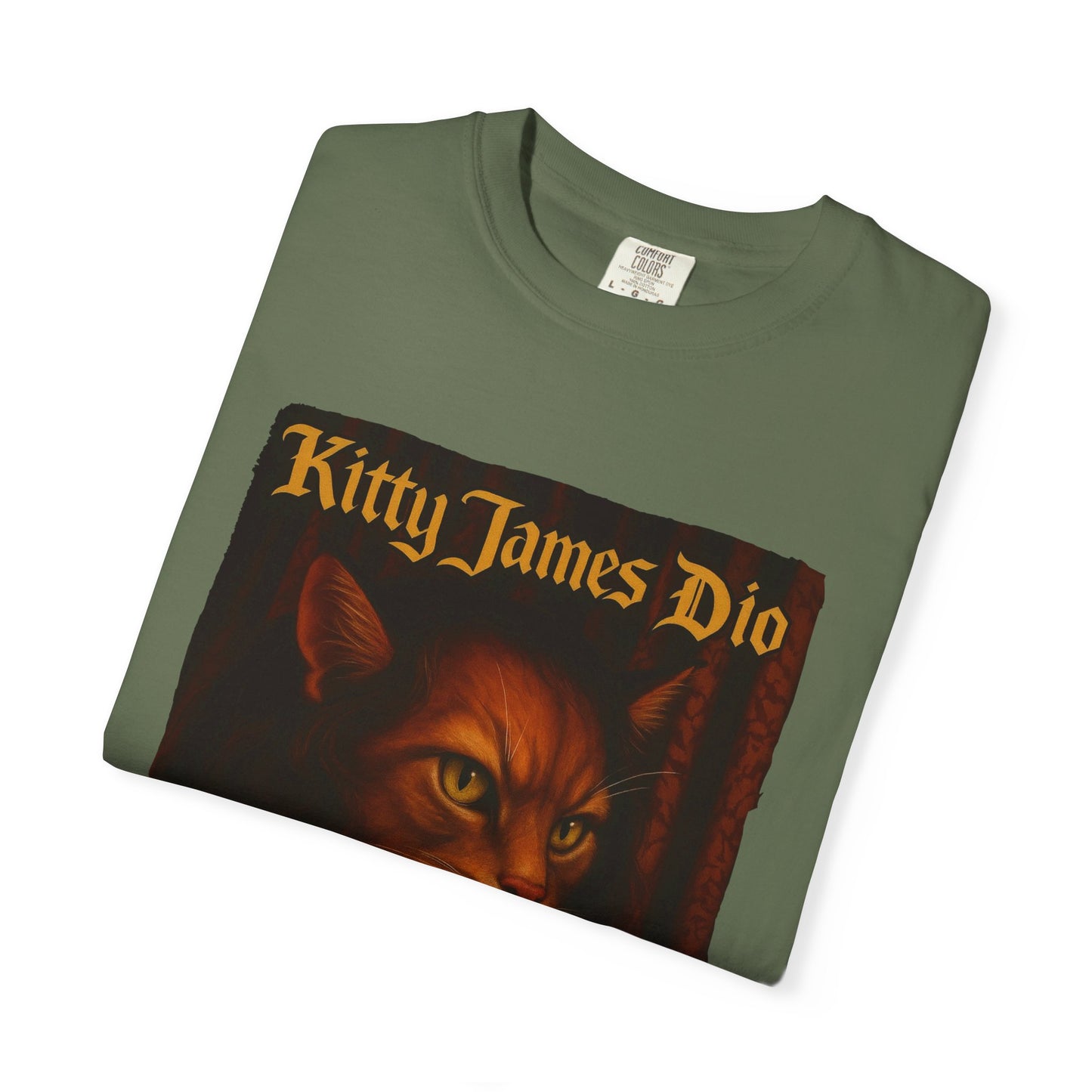 Kitty James Dio Tee – Heavy Metal Cat Art Graphic