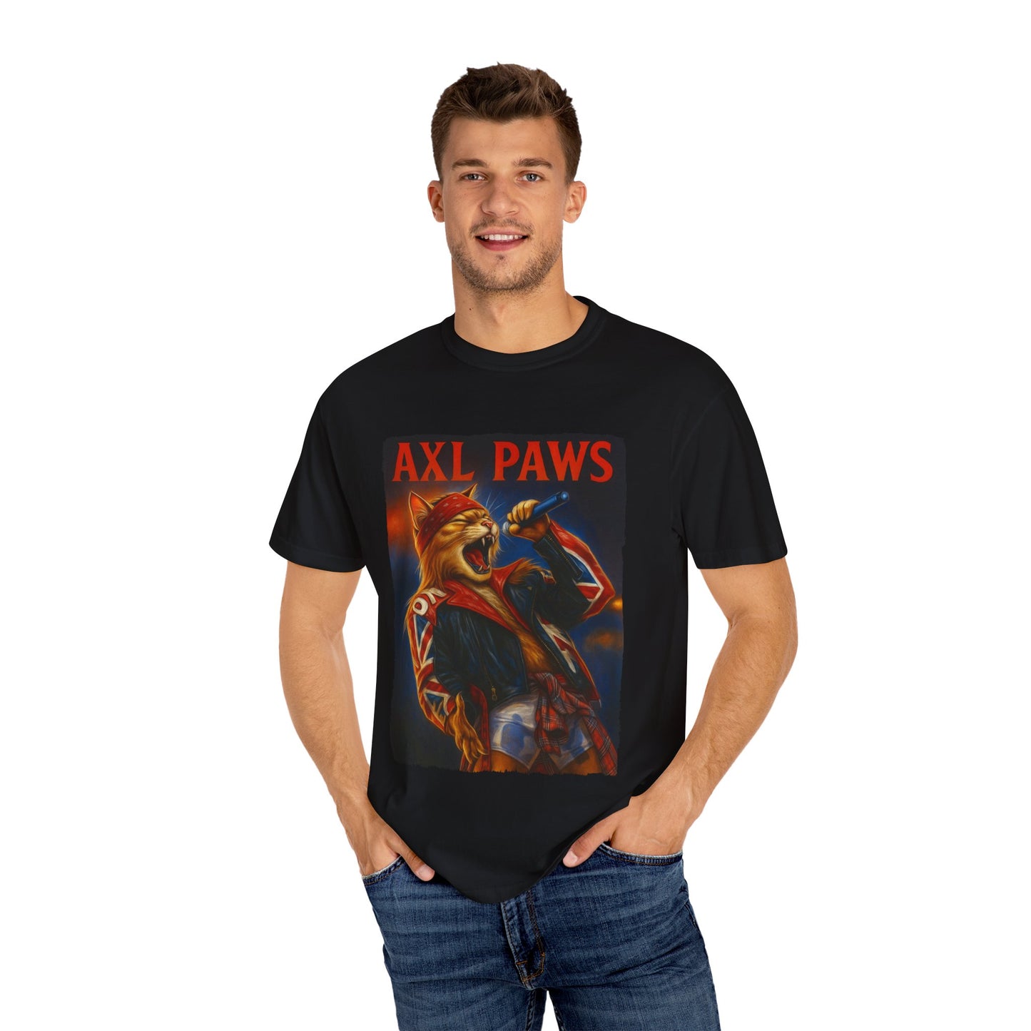 Axl Paws Tee – Cat Frontman Concert Graphic