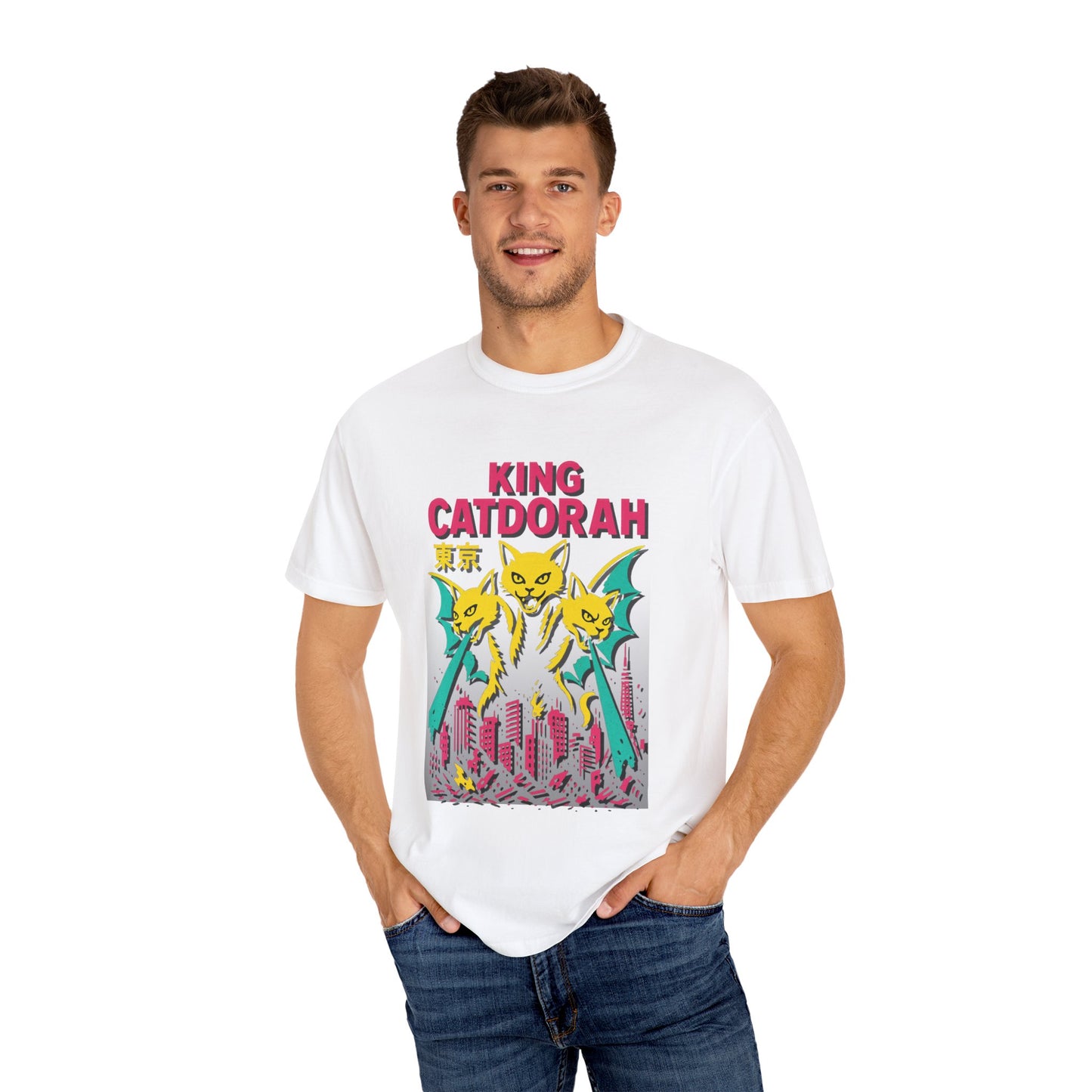 King Catdorah Tee – Three-Headed Kaiju Cat | Comfort Colors®