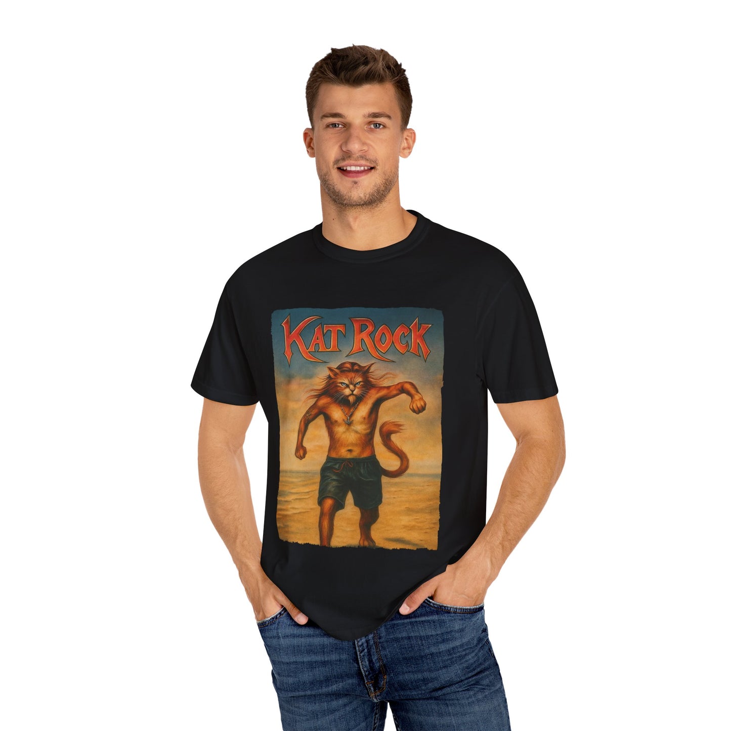 Kat Rock Tee – Strutting Beach Cat Graphic