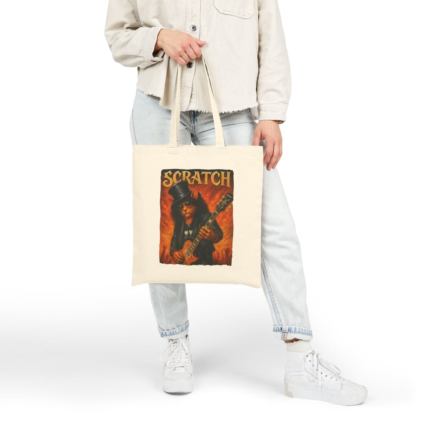 Scratch Cat Tote – Funny Rock Canvas Bag