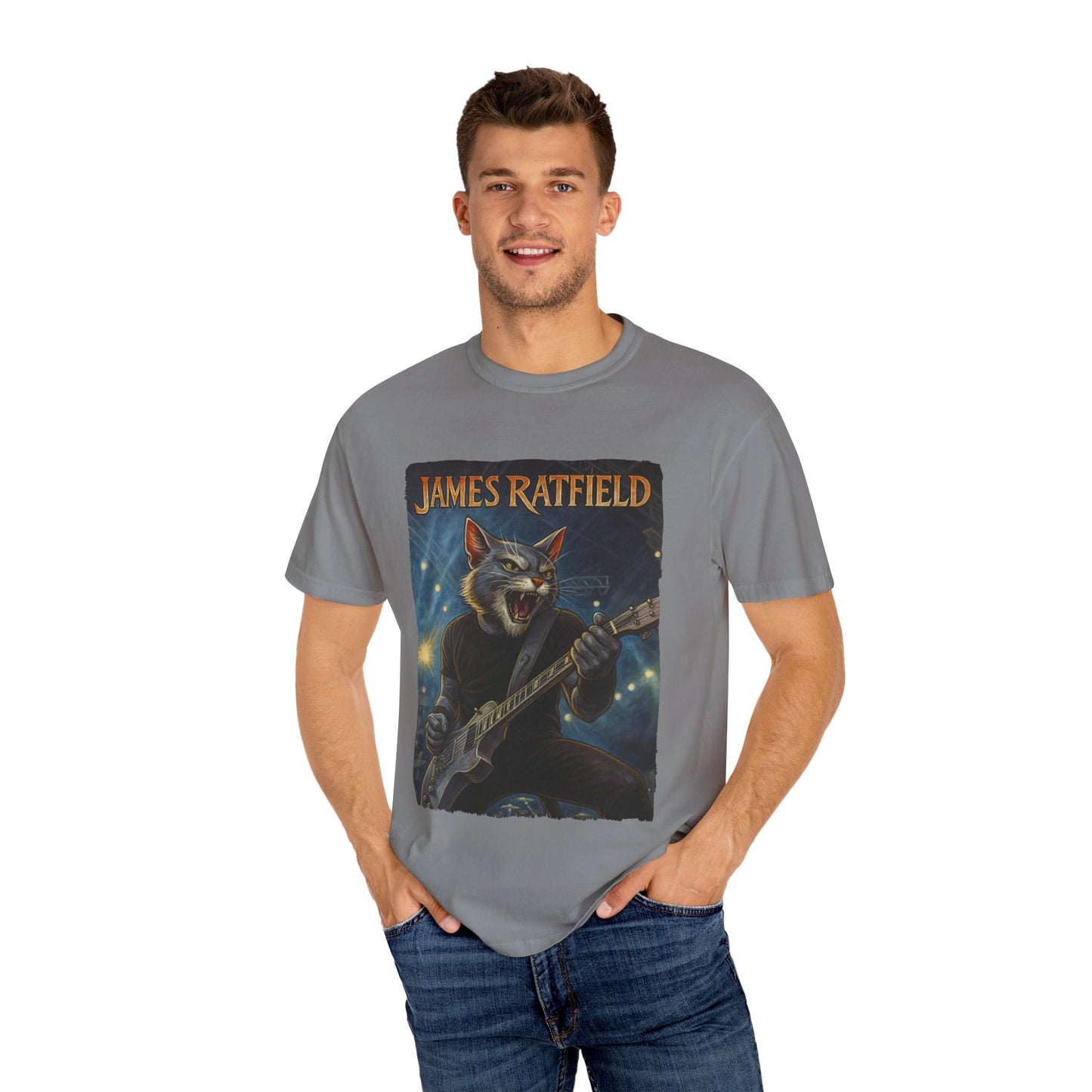 James Ratfield Tee – Cat Guitarist Rock Graphic