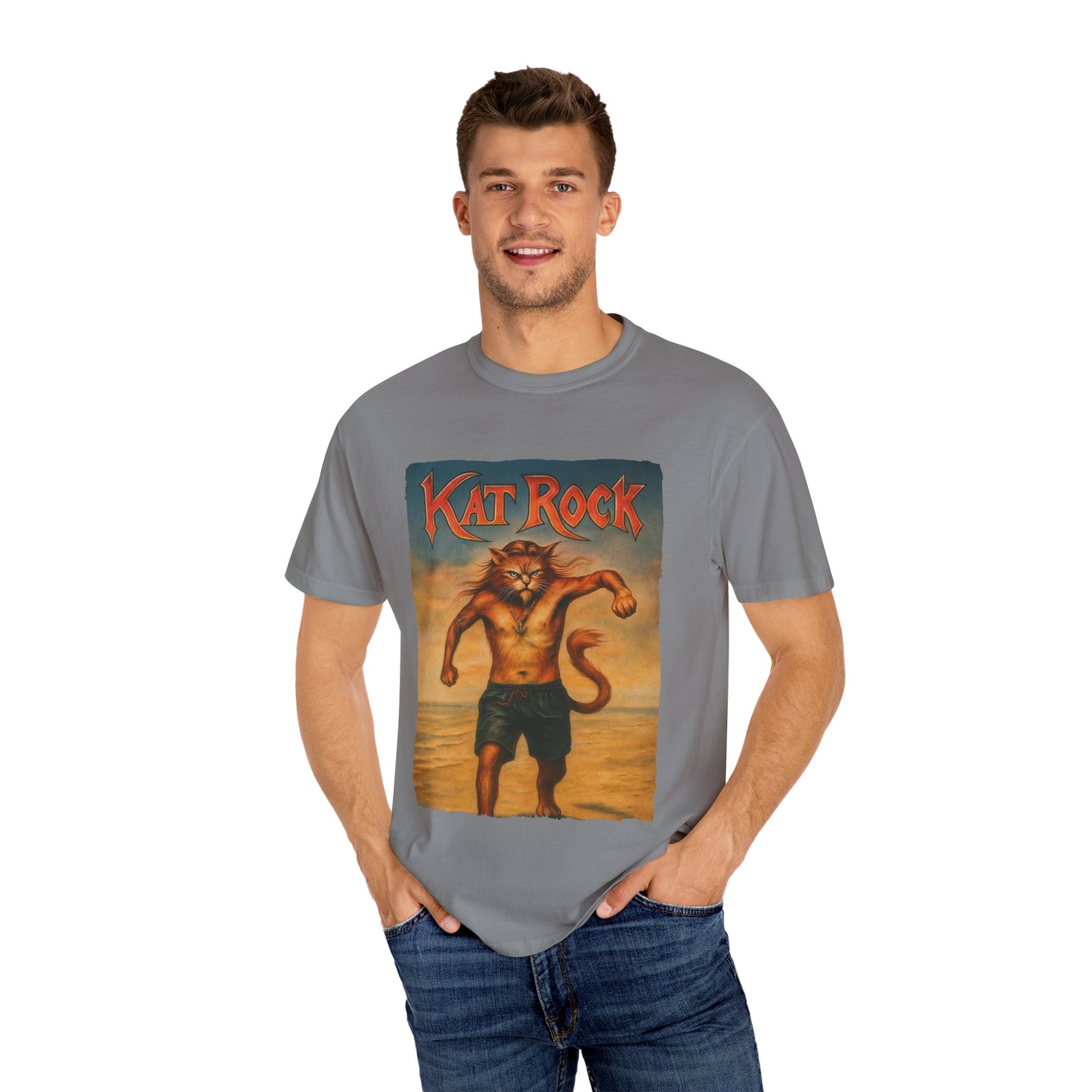 Kat Rock Tee – Strutting Beach Cat Graphic