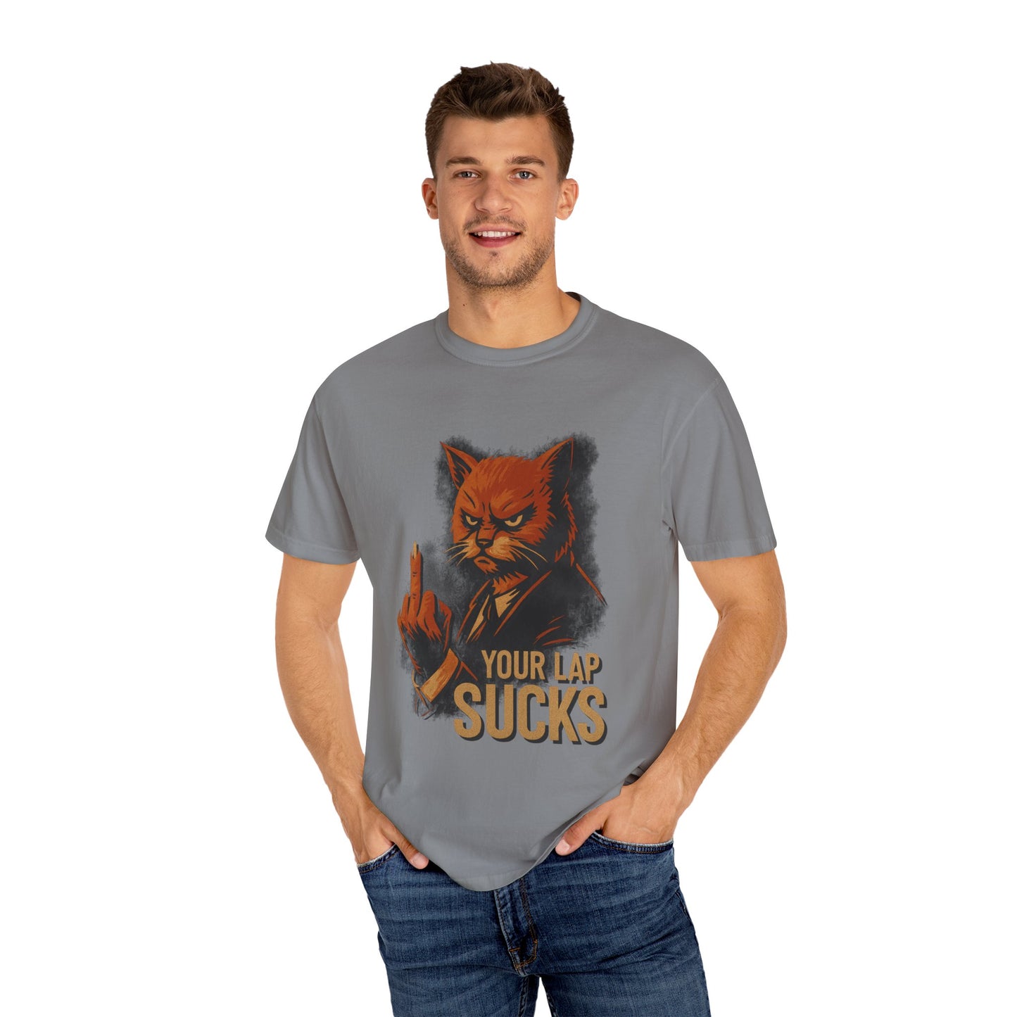 Grumpy Cat Middle Finger Tee – “Your Lap Sucks” Funny Unisex T-Shirt