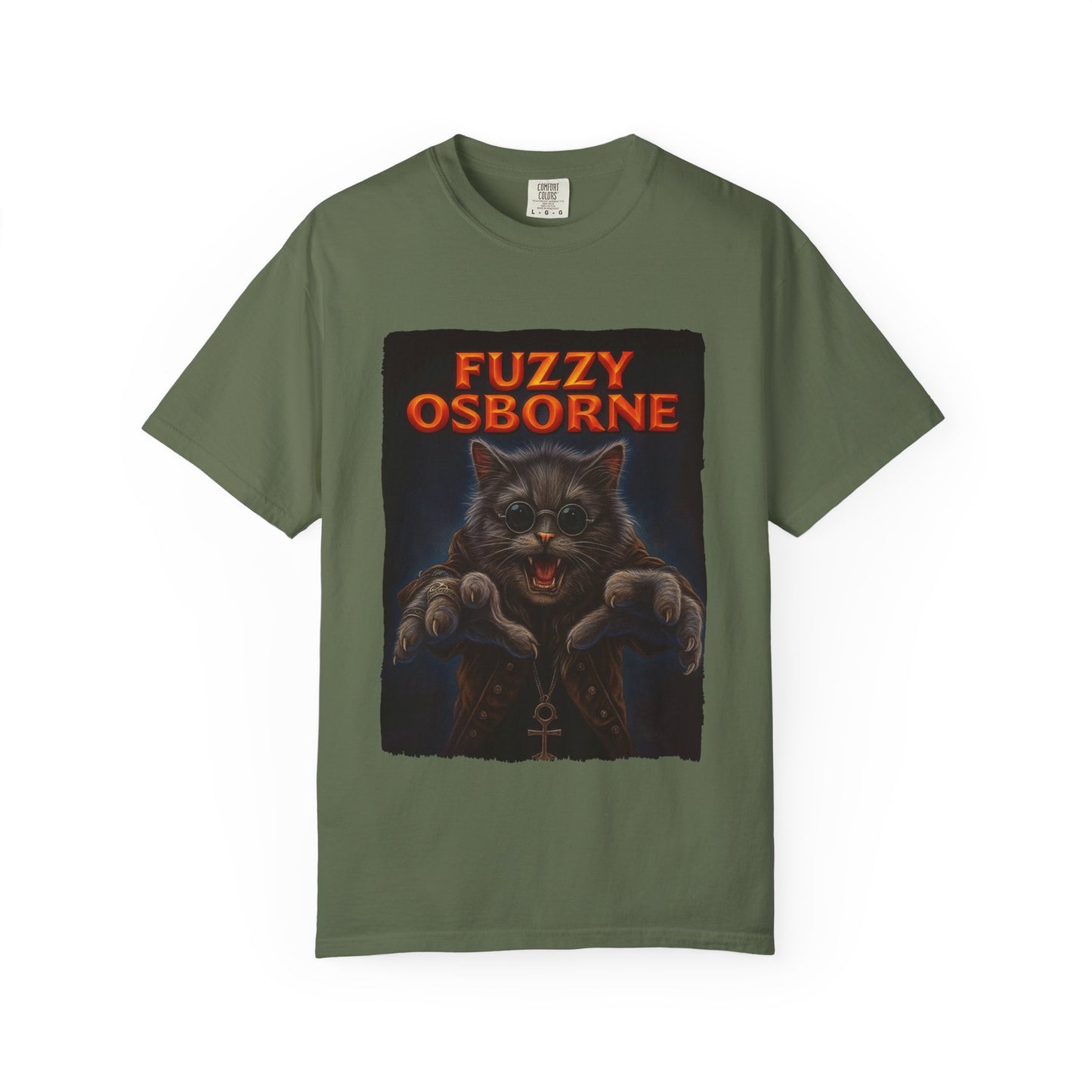 Fuzzy Osborne Tee – Funny Metal Cat Graphic