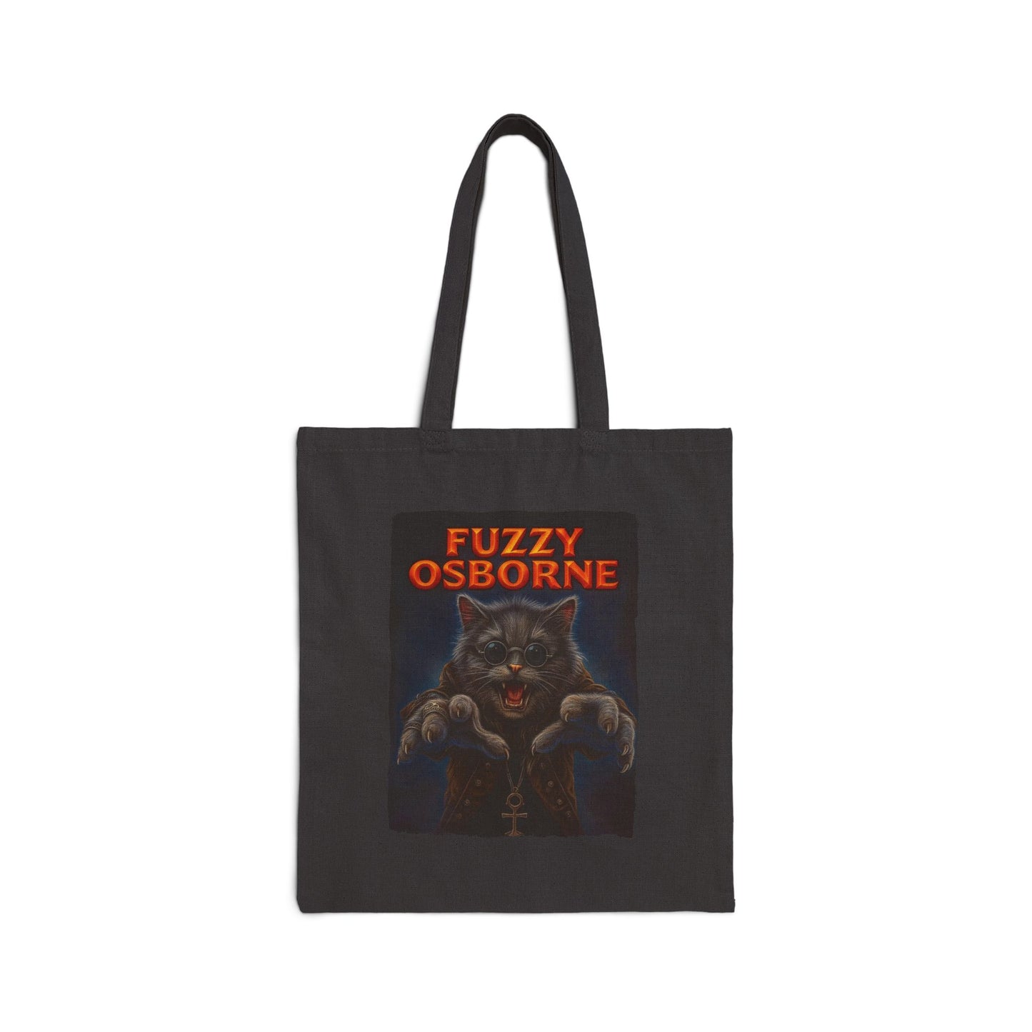 Fuzzy Osborne Cat Tote – Funny Metal Canvas Bag