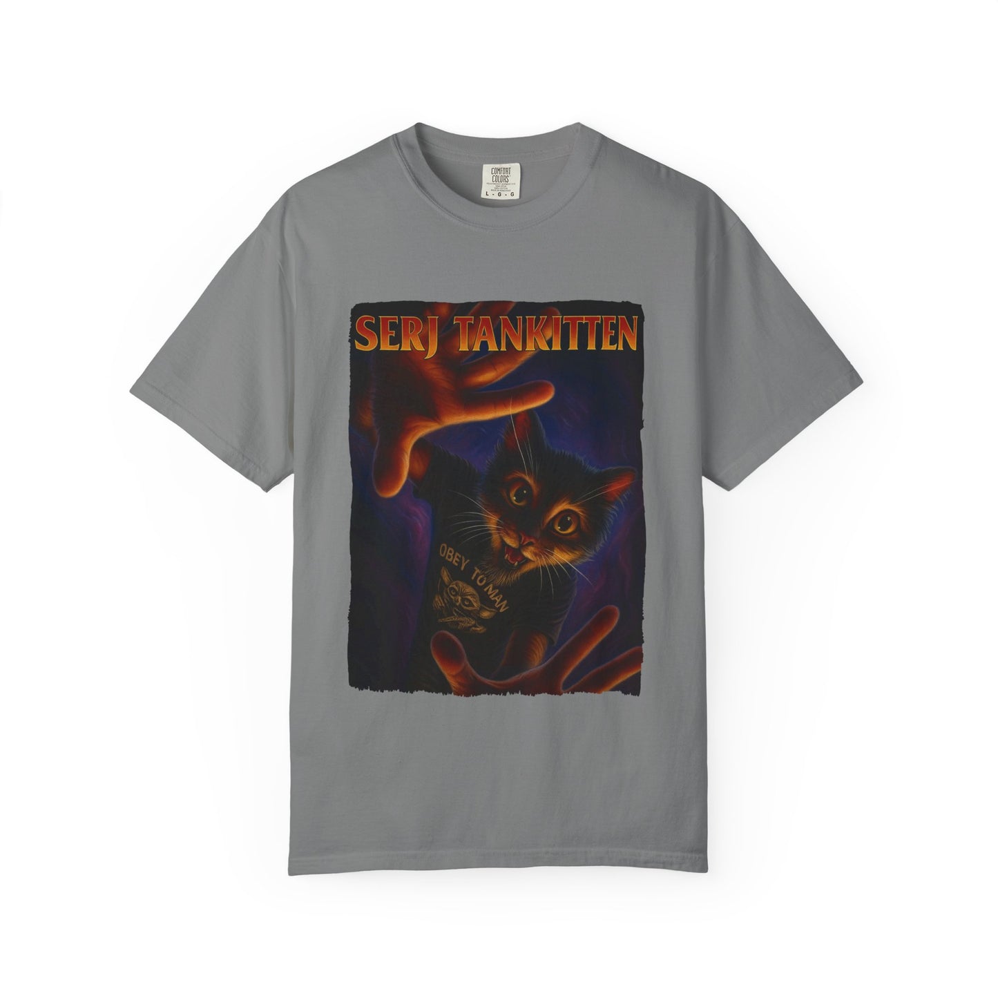 Serj Tankitten Tee – Dramatic Metal Cat Graphic