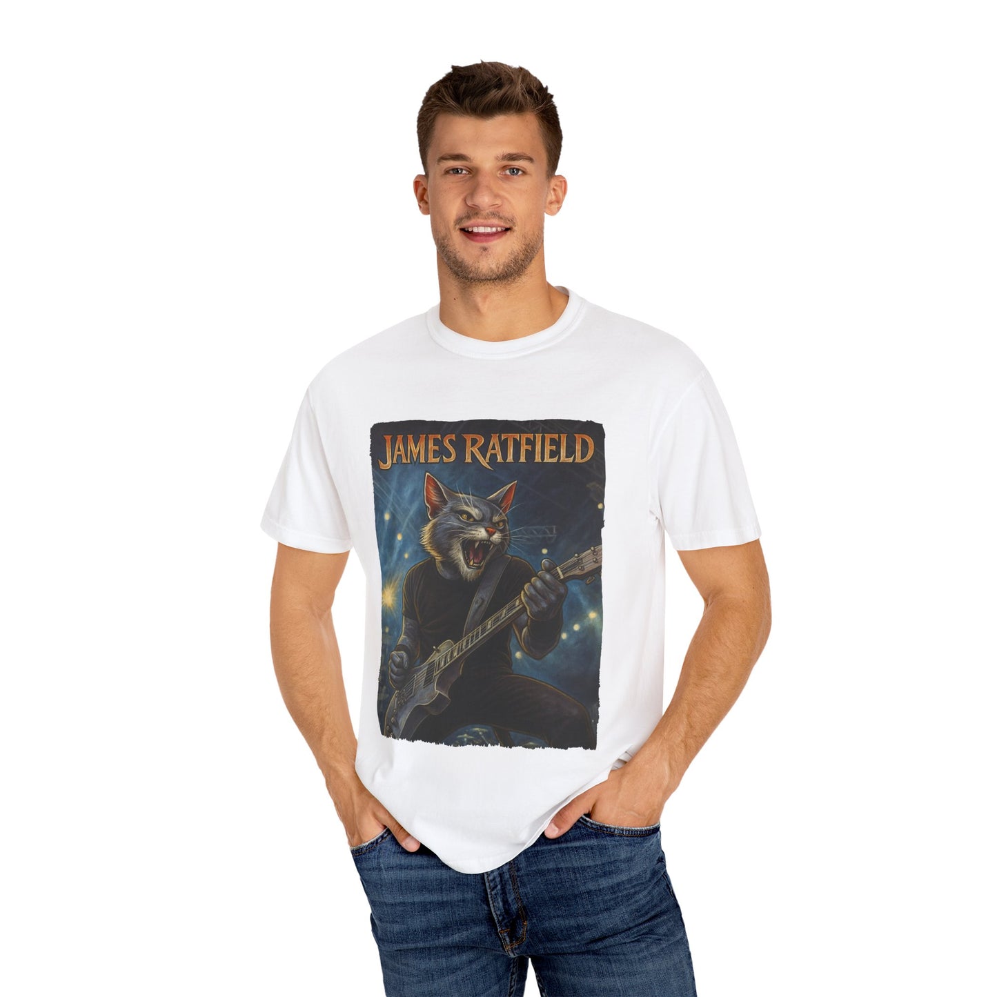 James Ratfield Tee – Cat Guitarist Rock Graphic