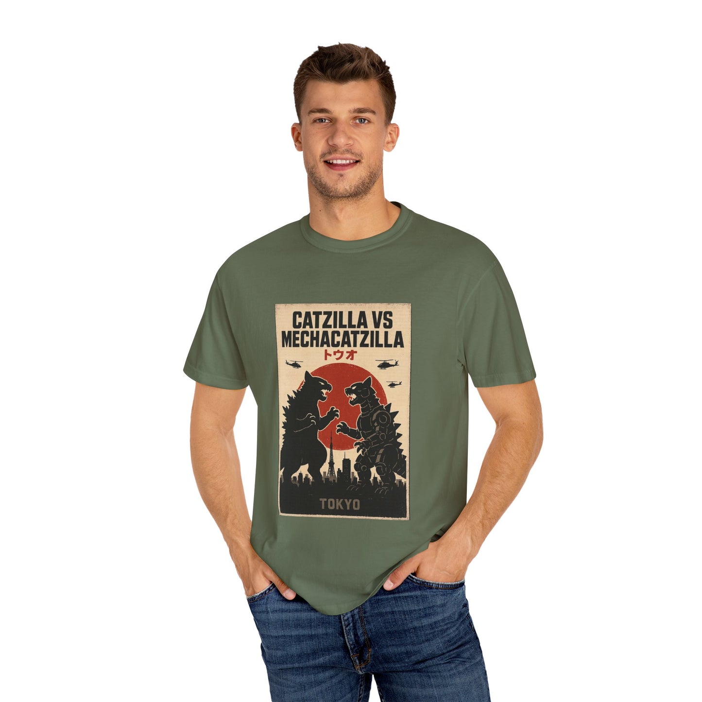 Catzilla vs MechaCatzilla Retro Graphic Tee – Comfort Colors® Unisex