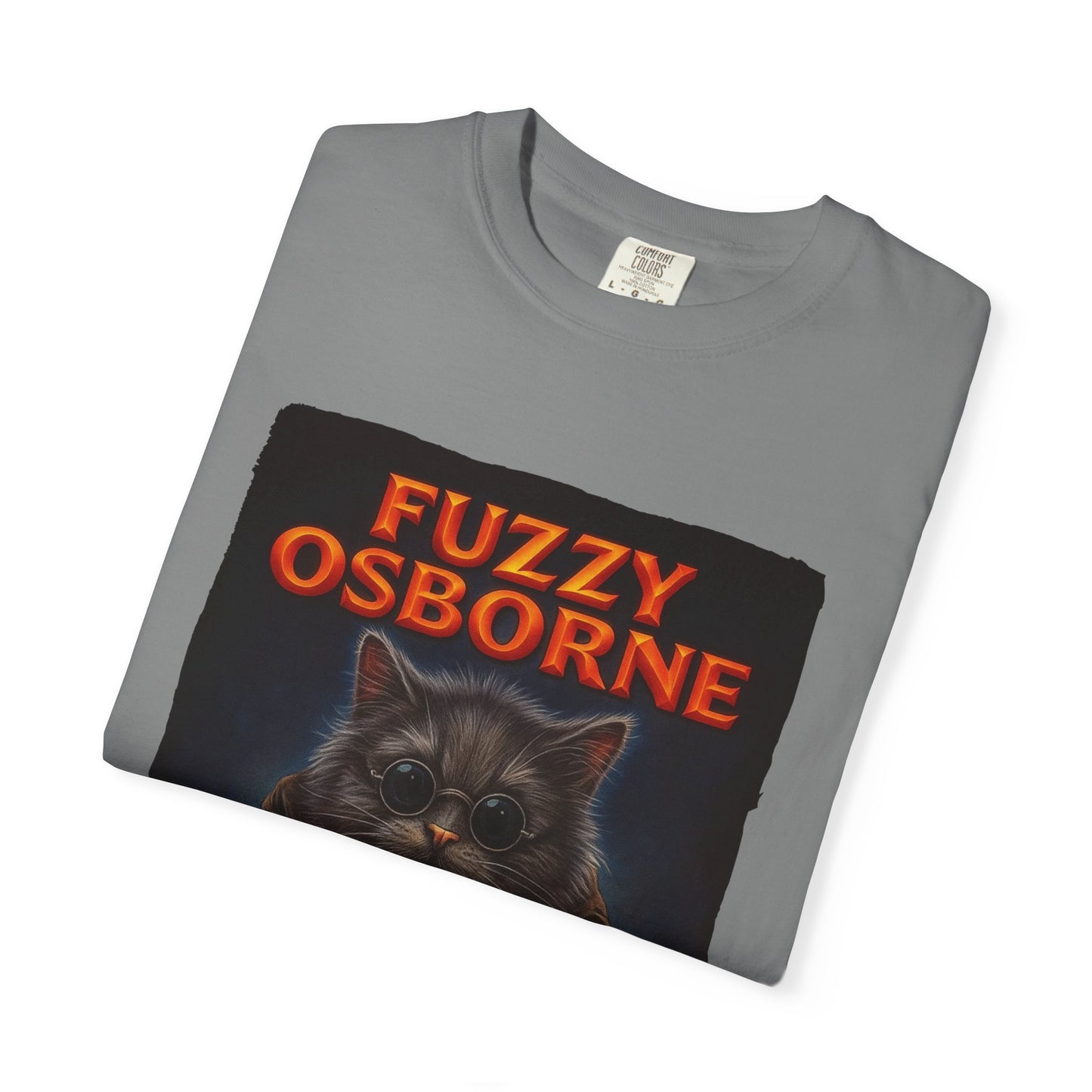 Fuzzy Osborne Tee – Funny Metal Cat Graphic