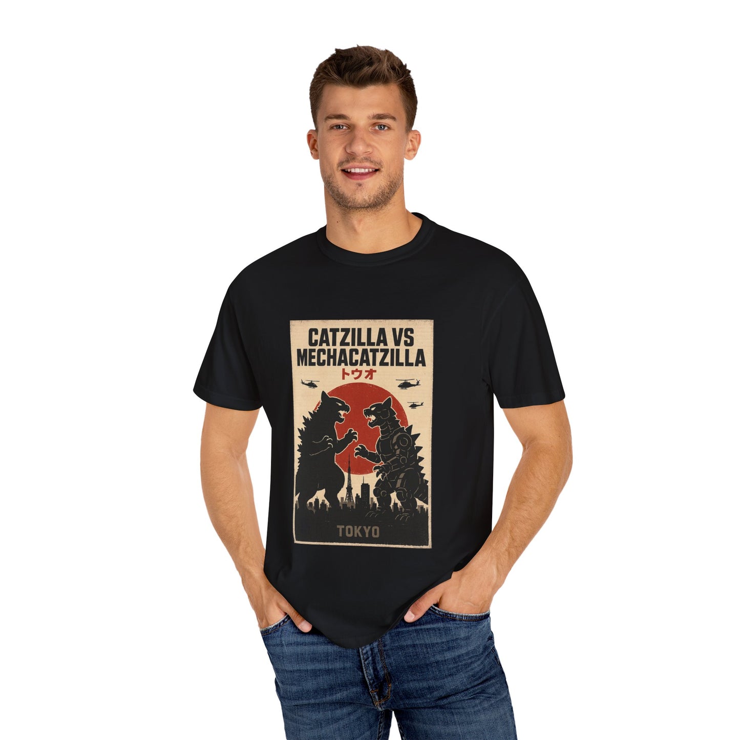 Catzilla vs MechaCatzilla Retro Graphic Tee – Comfort Colors® Unisex