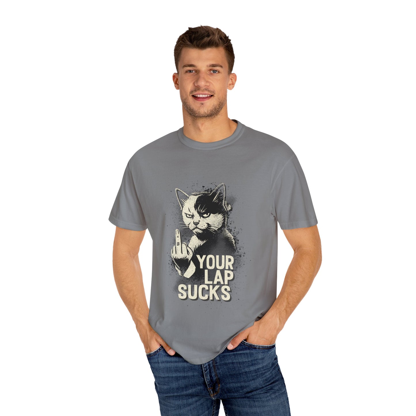 Grumpy Cat Middle Finger Tee – “Your Lap Sucks” Funny Unisex T-Shirt