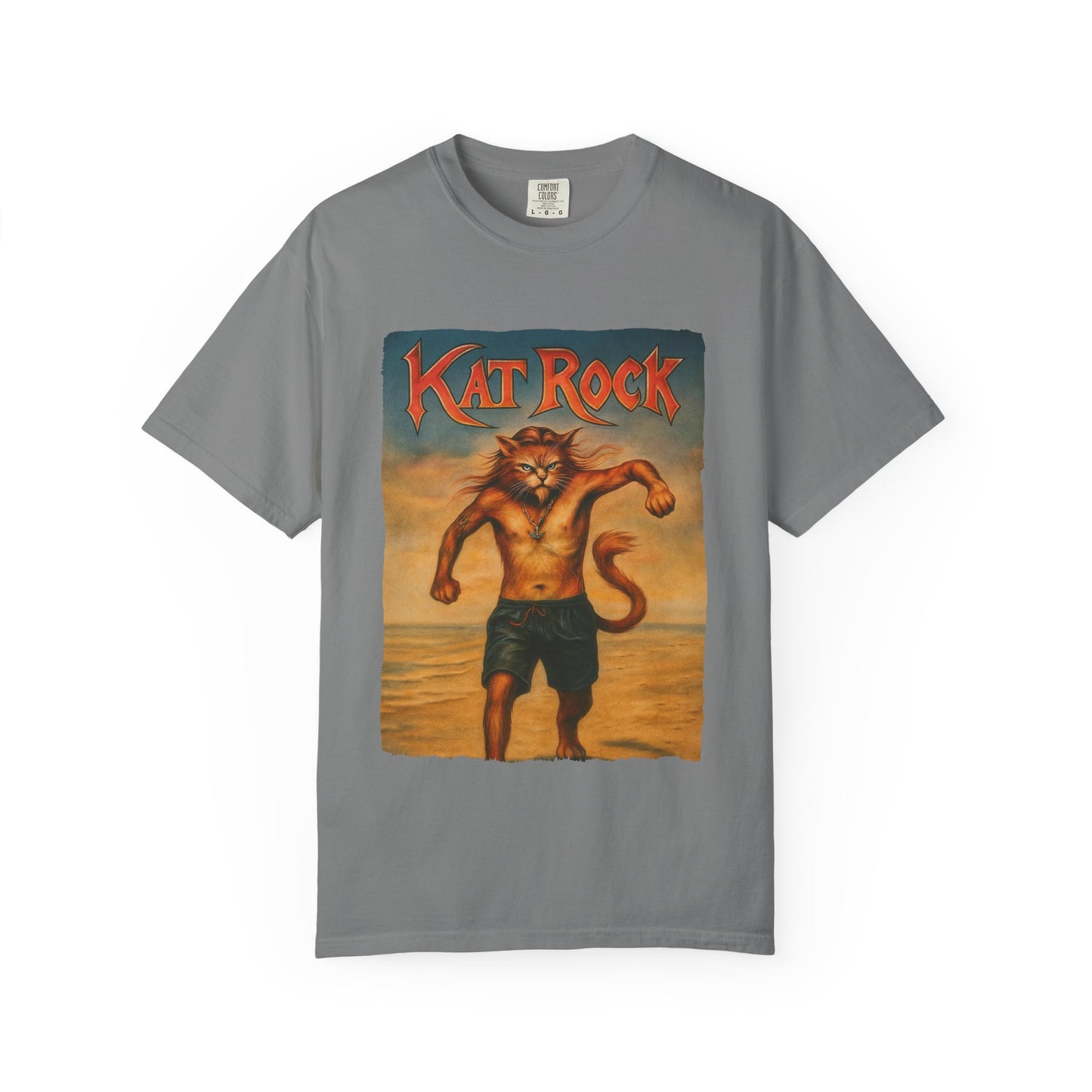 Kat Rock Tee – Strutting Beach Cat Graphic