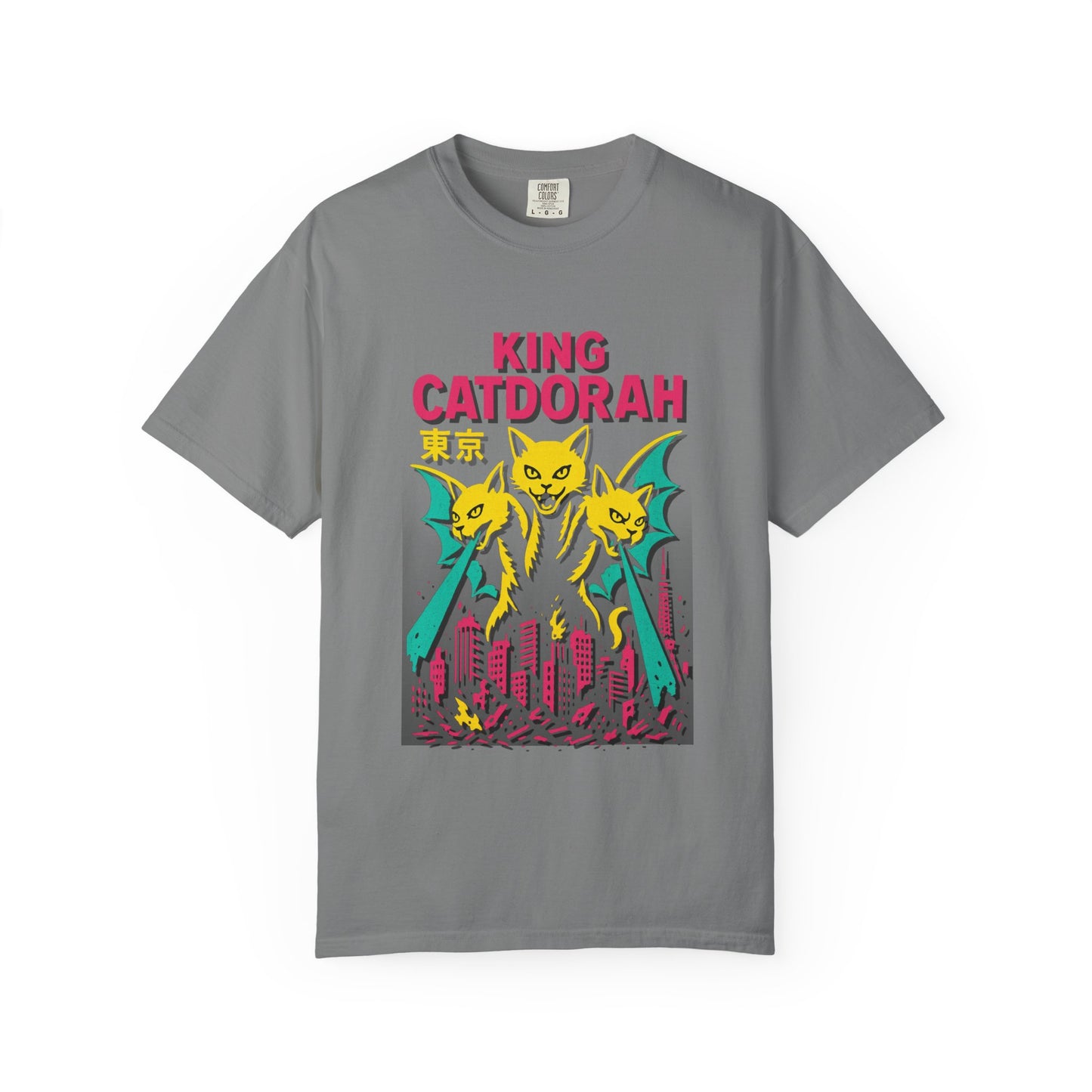 King Catdorah Tee – Three-Headed Kaiju Cat | Comfort Colors®