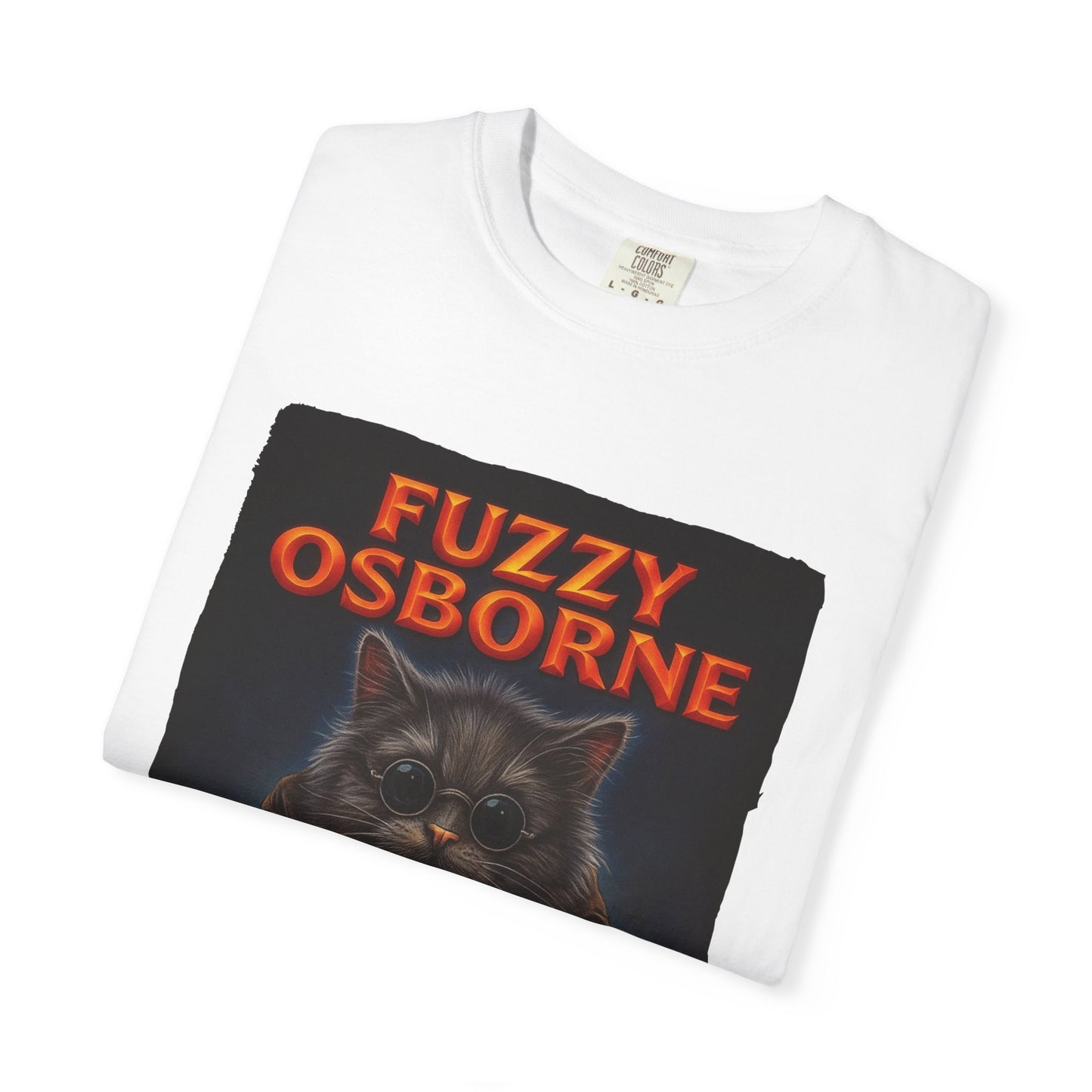 Fuzzy Osborne Tee – Funny Metal Cat Graphic