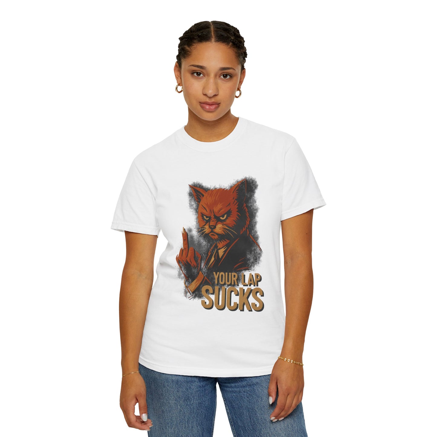 Grumpy Cat Middle Finger Tee – “Your Lap Sucks” Funny Unisex T-Shirt
