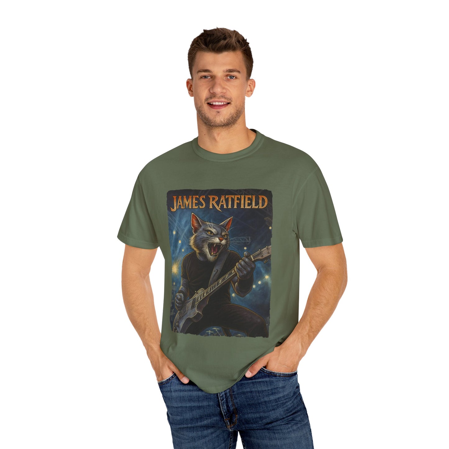James Ratfield Tee – Cat Guitarist Rock Graphic