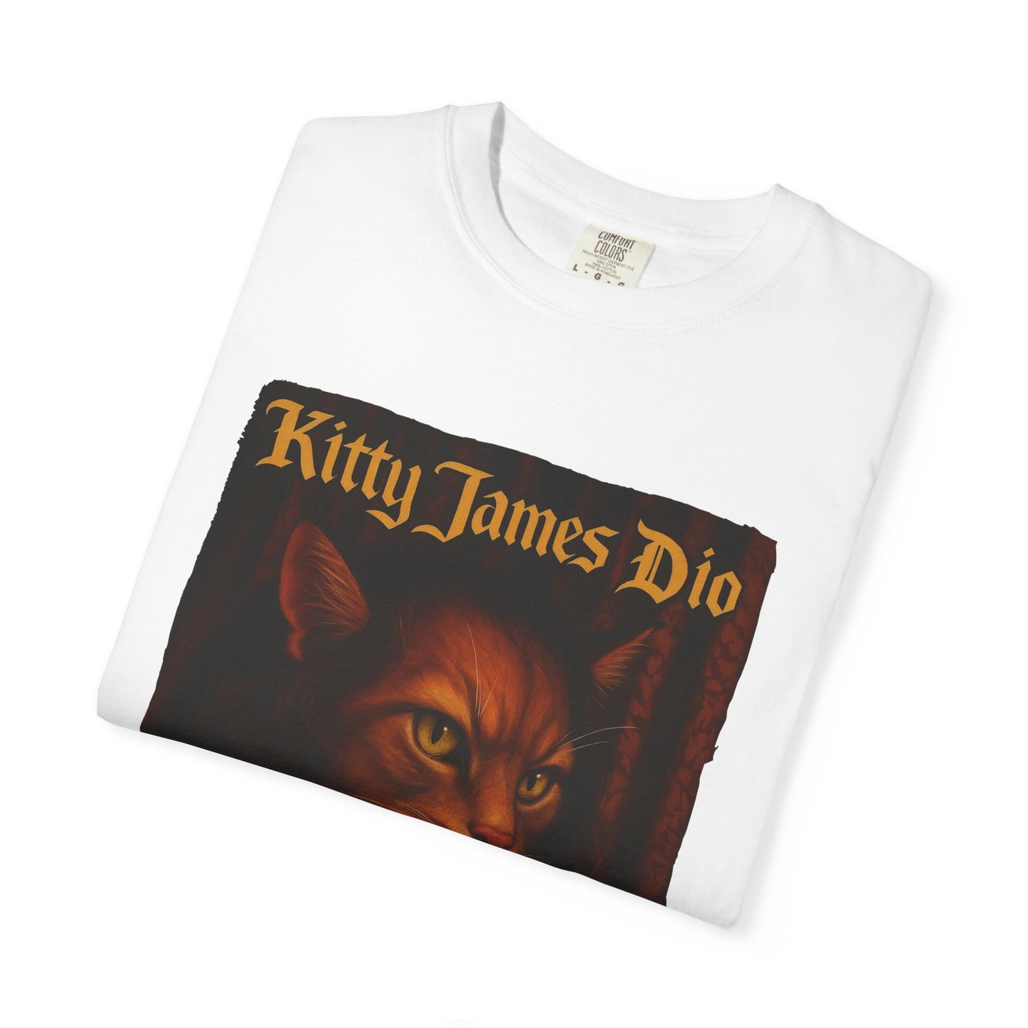 Kitty James Dio Tee – Heavy Metal Cat Art Graphic