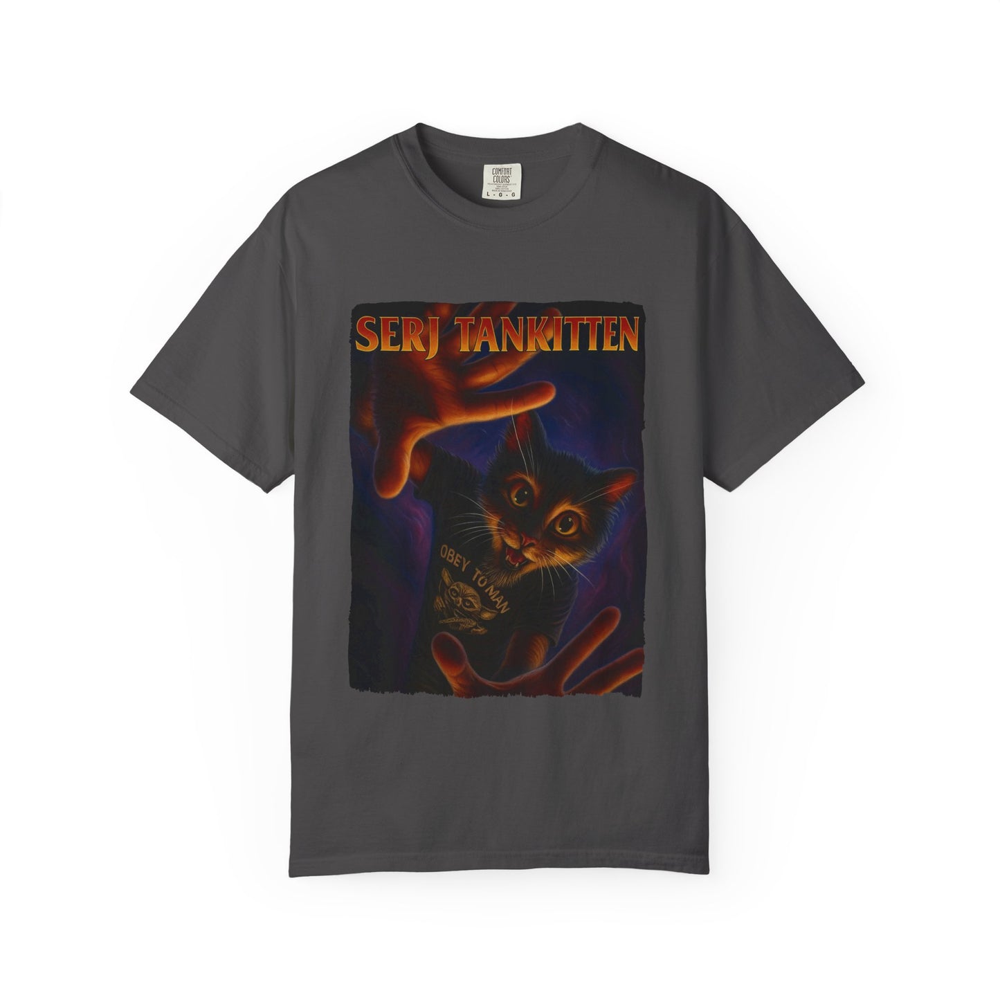 Serj Tankitten Tee – Dramatic Metal Cat Graphic