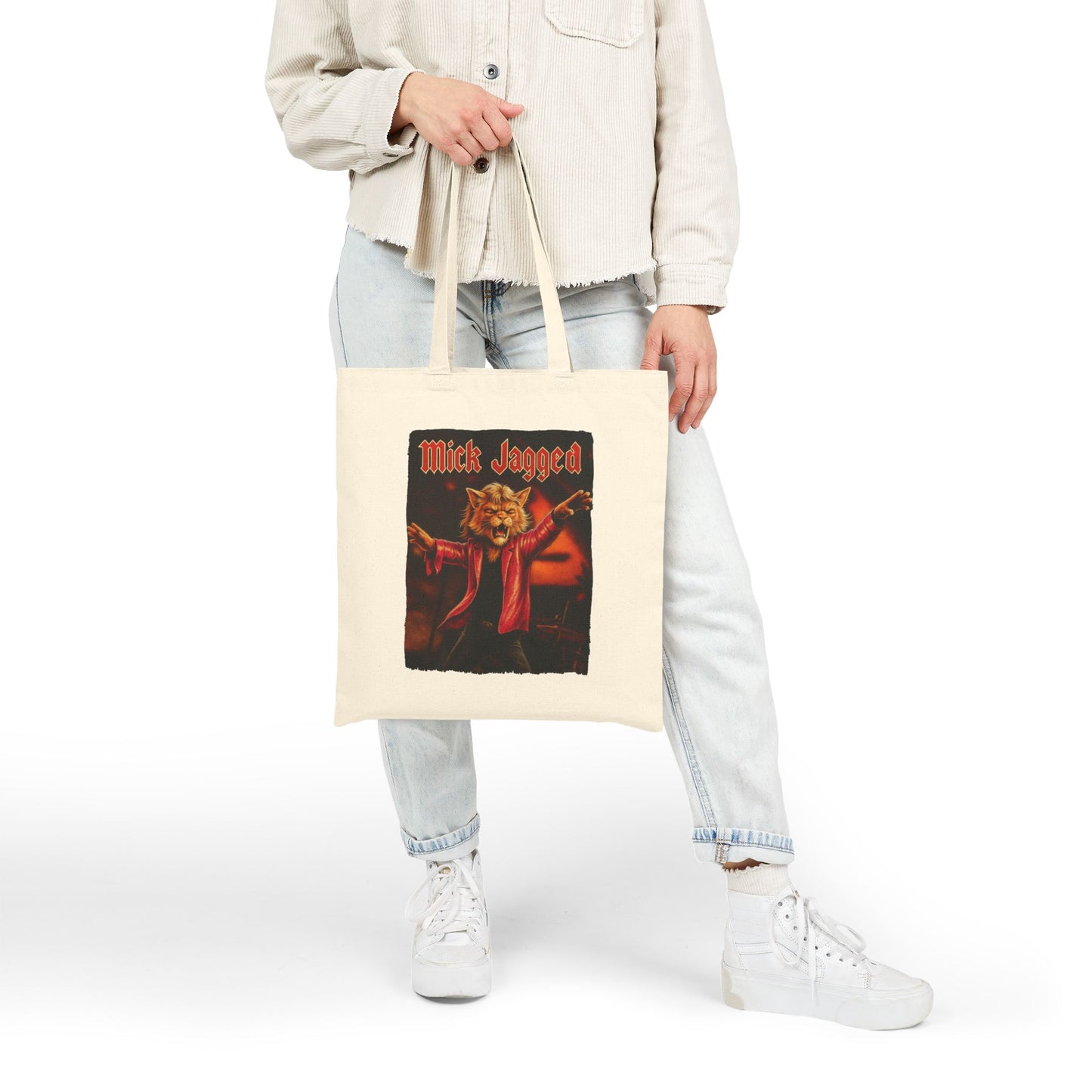 Mick Jagged Cat Tote – Funny Rock Canvas Bag