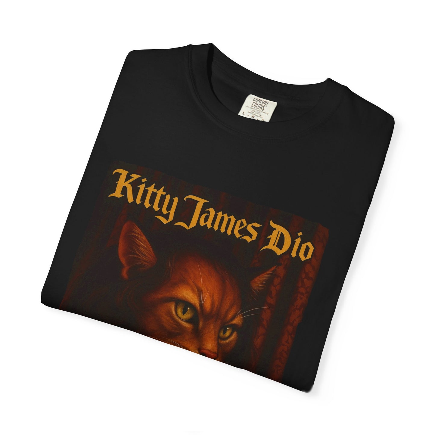 Kitty James Dio Tee – Heavy Metal Cat Art Graphic