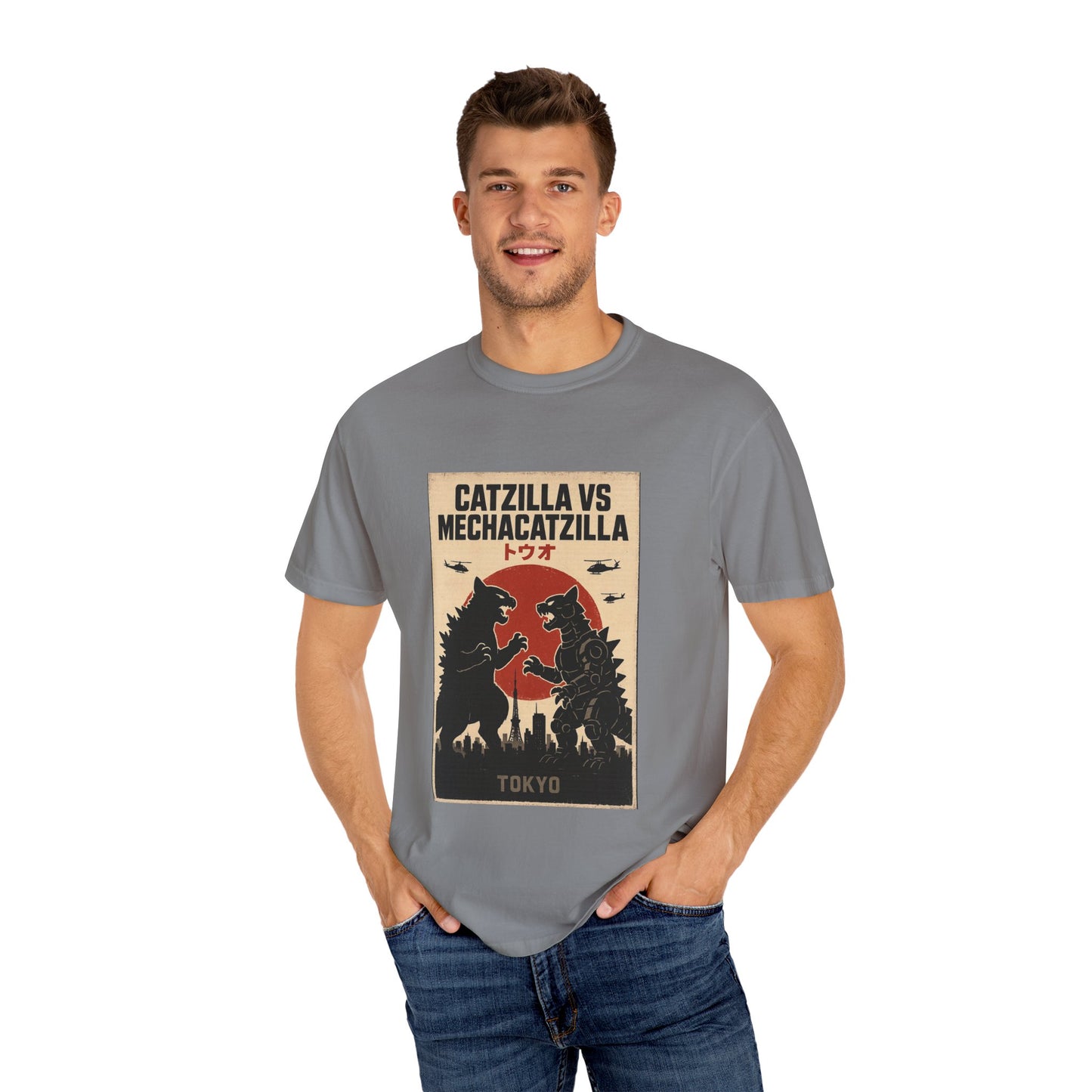 Catzilla vs MechaCatzilla Retro Graphic Tee – Comfort Colors® Unisex