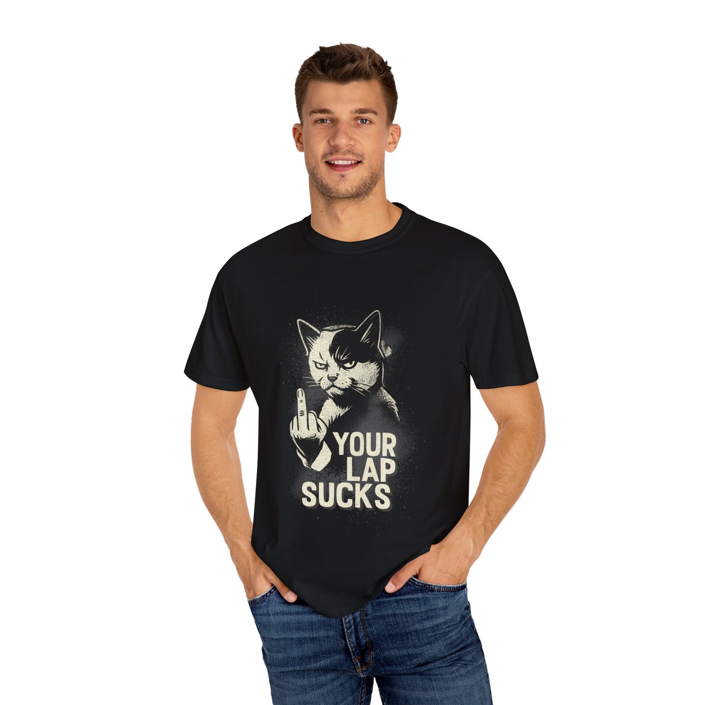 Grumpy Cat Middle Finger Tee – “Your Lap Sucks” Funny Unisex T-Shirt
