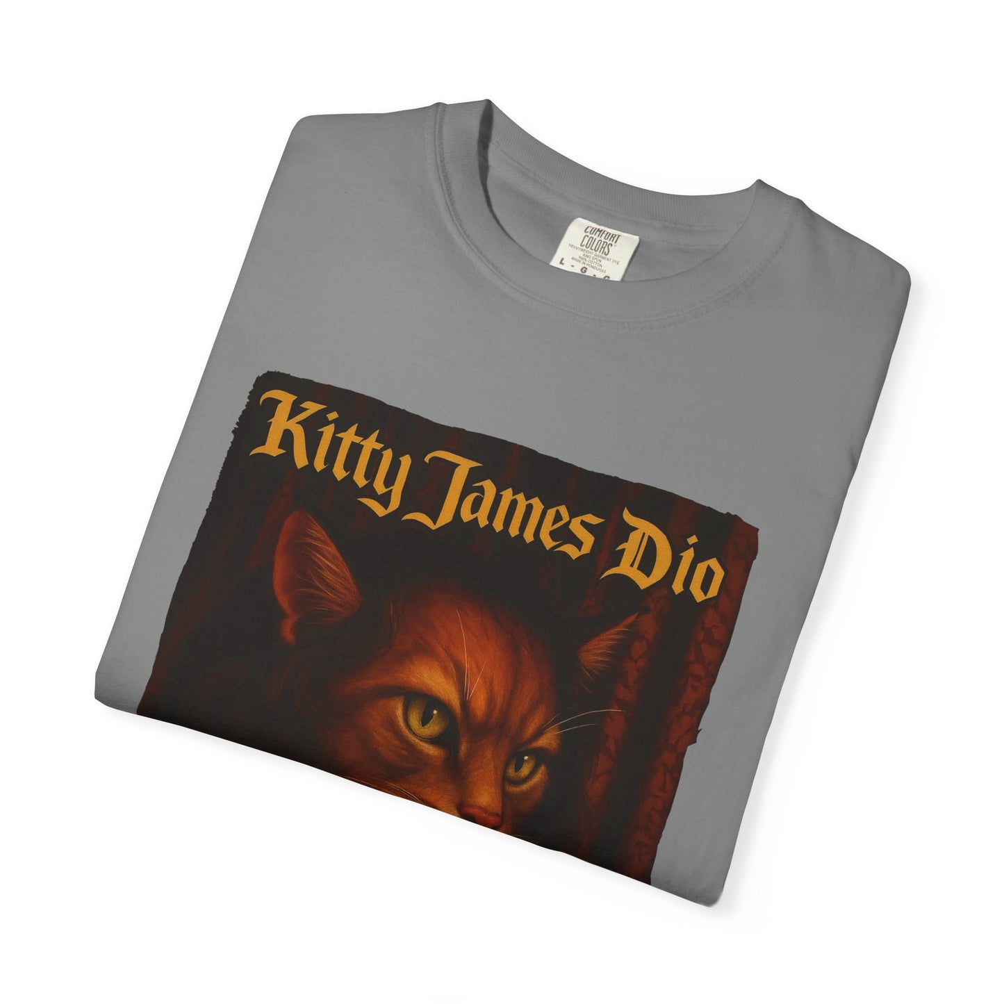 Kitty James Dio Tee – Heavy Metal Cat Art Graphic