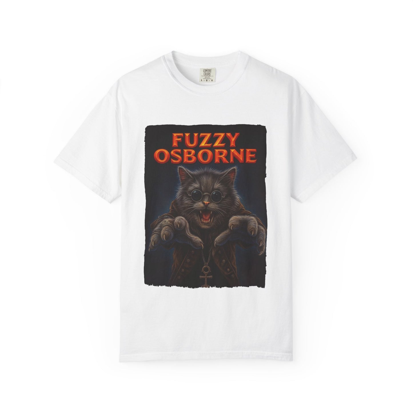 Fuzzy Osborne Tee – Funny Metal Cat Graphic