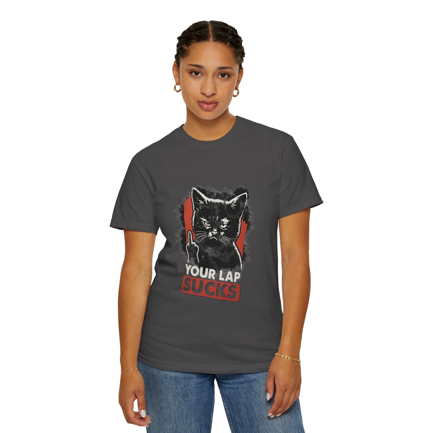 Grumpy Cat Middle Finger Tee – “Your Lap Sucks” Funny Unisex T-Shirt