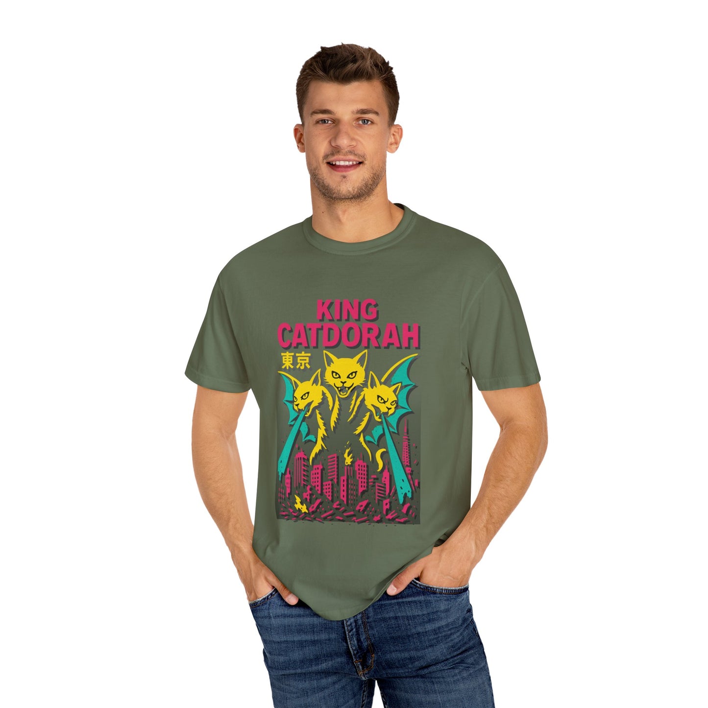 King Catdorah Tee – Three-Headed Kaiju Cat | Comfort Colors®