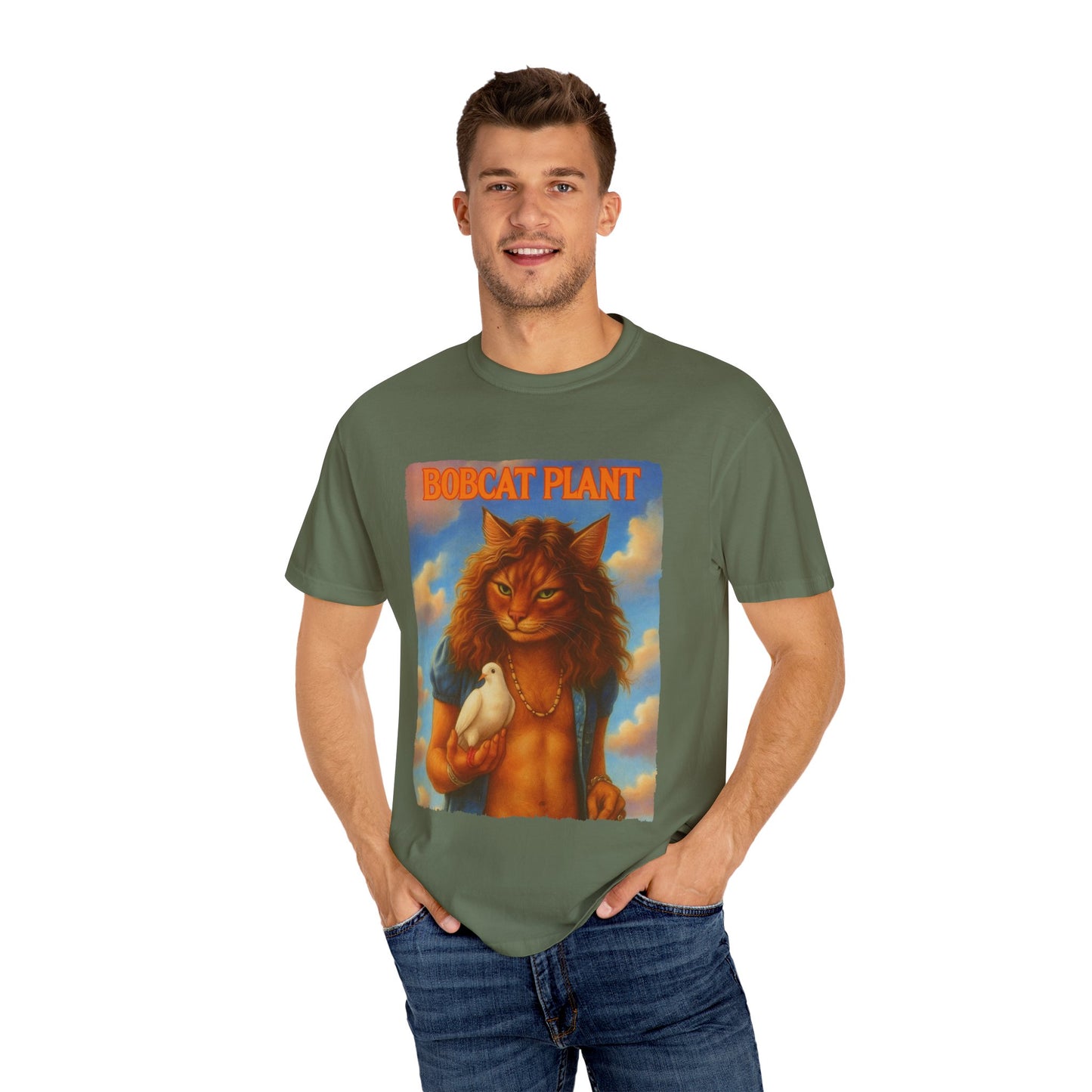 Bobcat Plant Tee – Vintage Cat Rock Poster Graphic