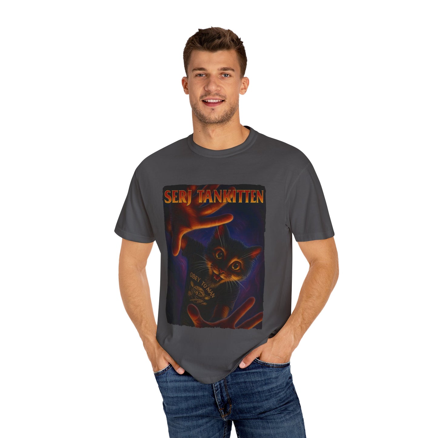 Serj Tankitten Tee – Dramatic Metal Cat Graphic