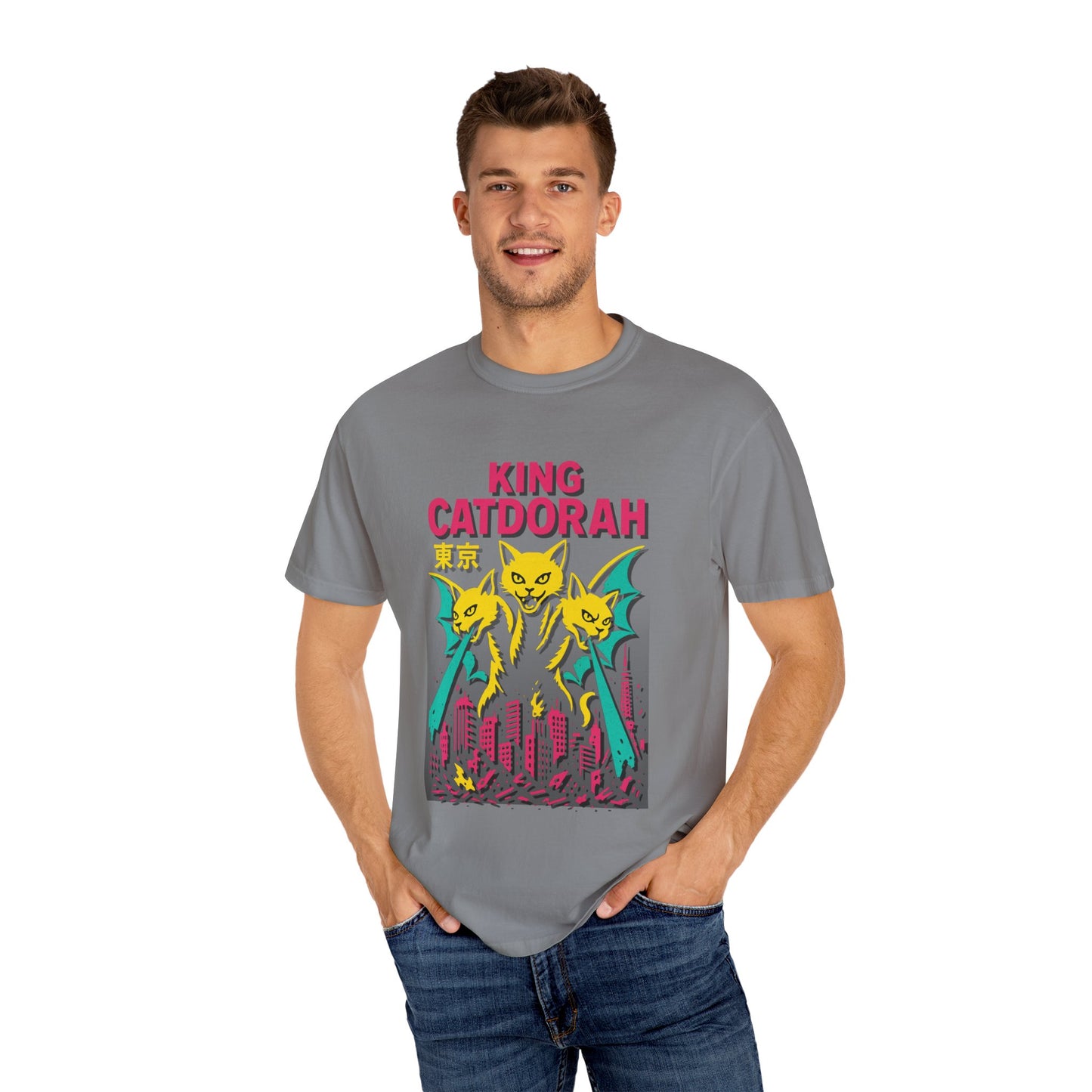King Catdorah Tee – Three-Headed Kaiju Cat | Comfort Colors®