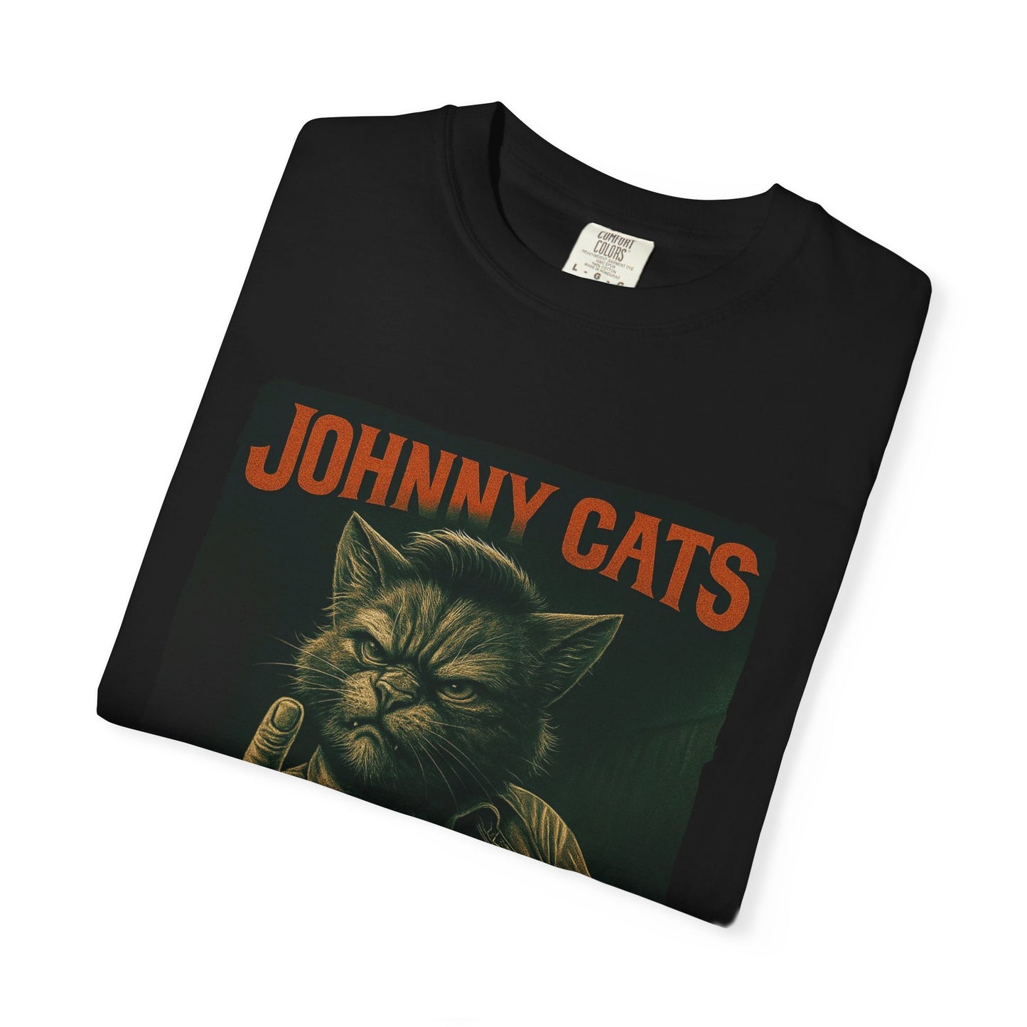 Johnny Cats Tee – Gritty Guitar Cat Graphic