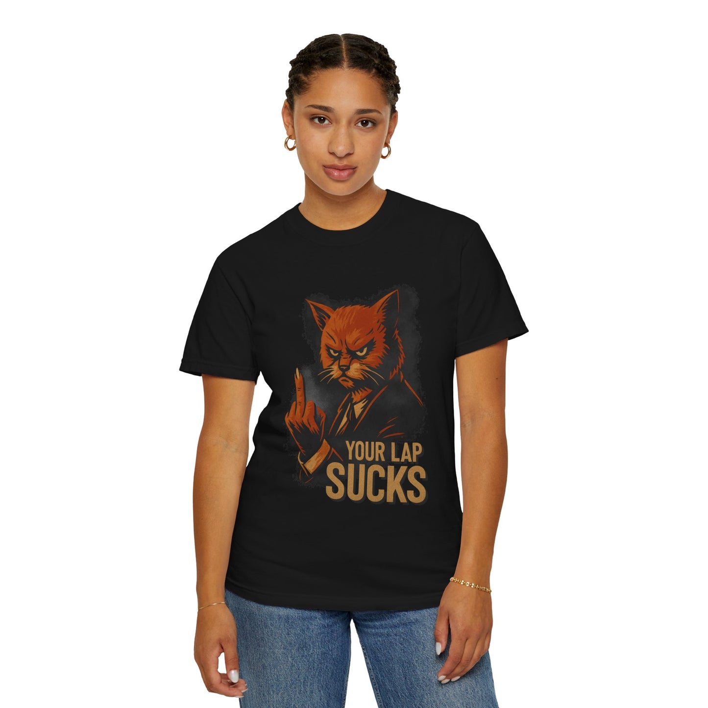 Grumpy Cat Middle Finger Tee – “Your Lap Sucks” Funny Unisex T-Shirt