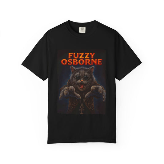 Fuzzy Osborne Tee – Funny Metal Cat Graphic