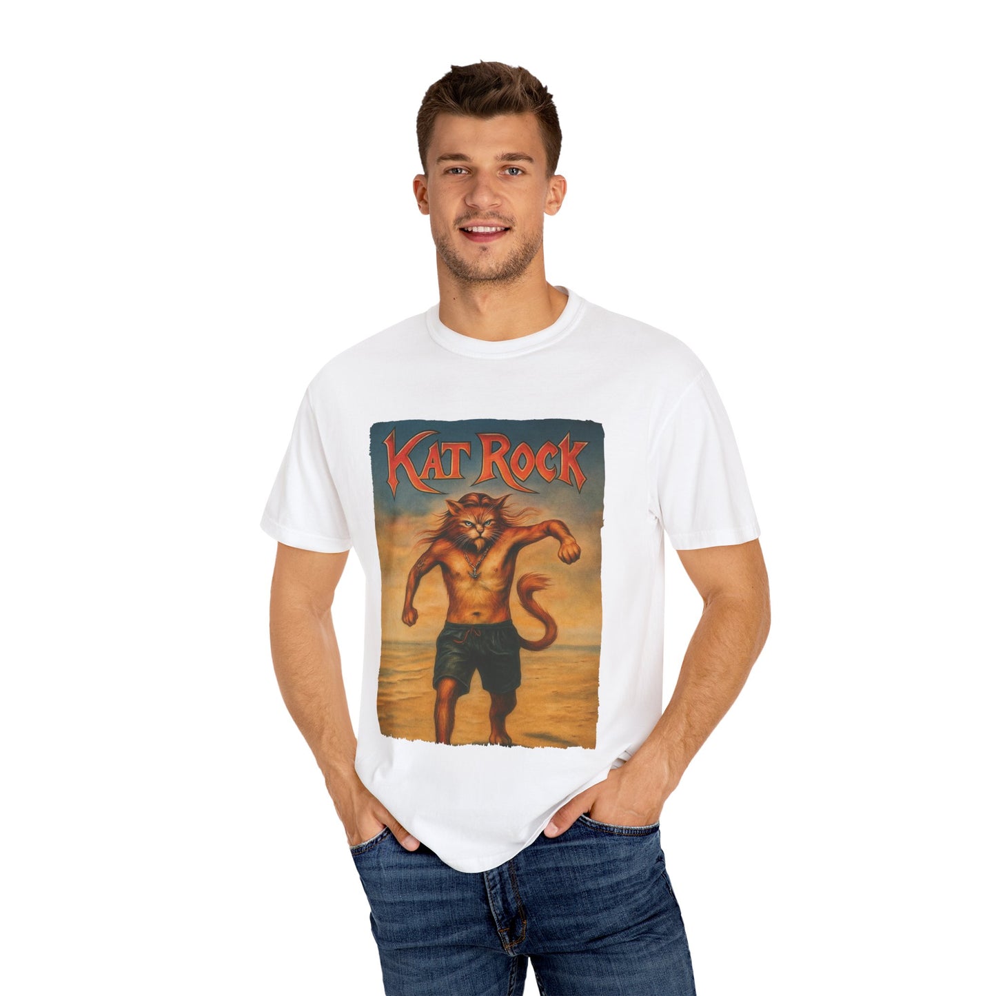 Kat Rock Tee – Strutting Beach Cat Graphic
