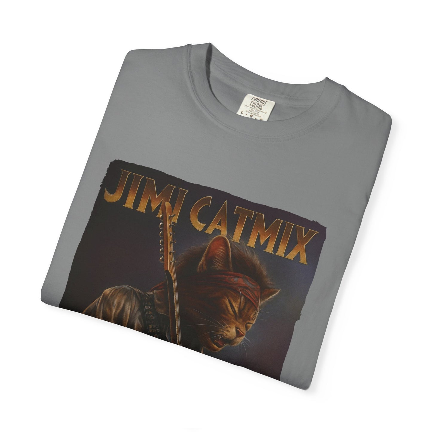 Jimi Catmix Tee – Psychedelic Guitar Cat Graphic
