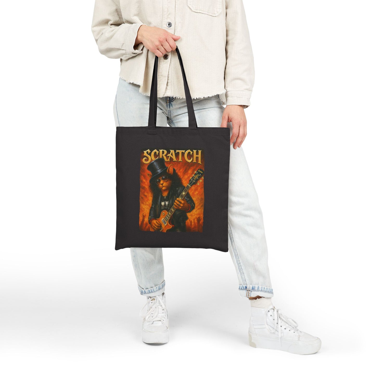 Scratch Cat Tote – Funny Rock Canvas Bag
