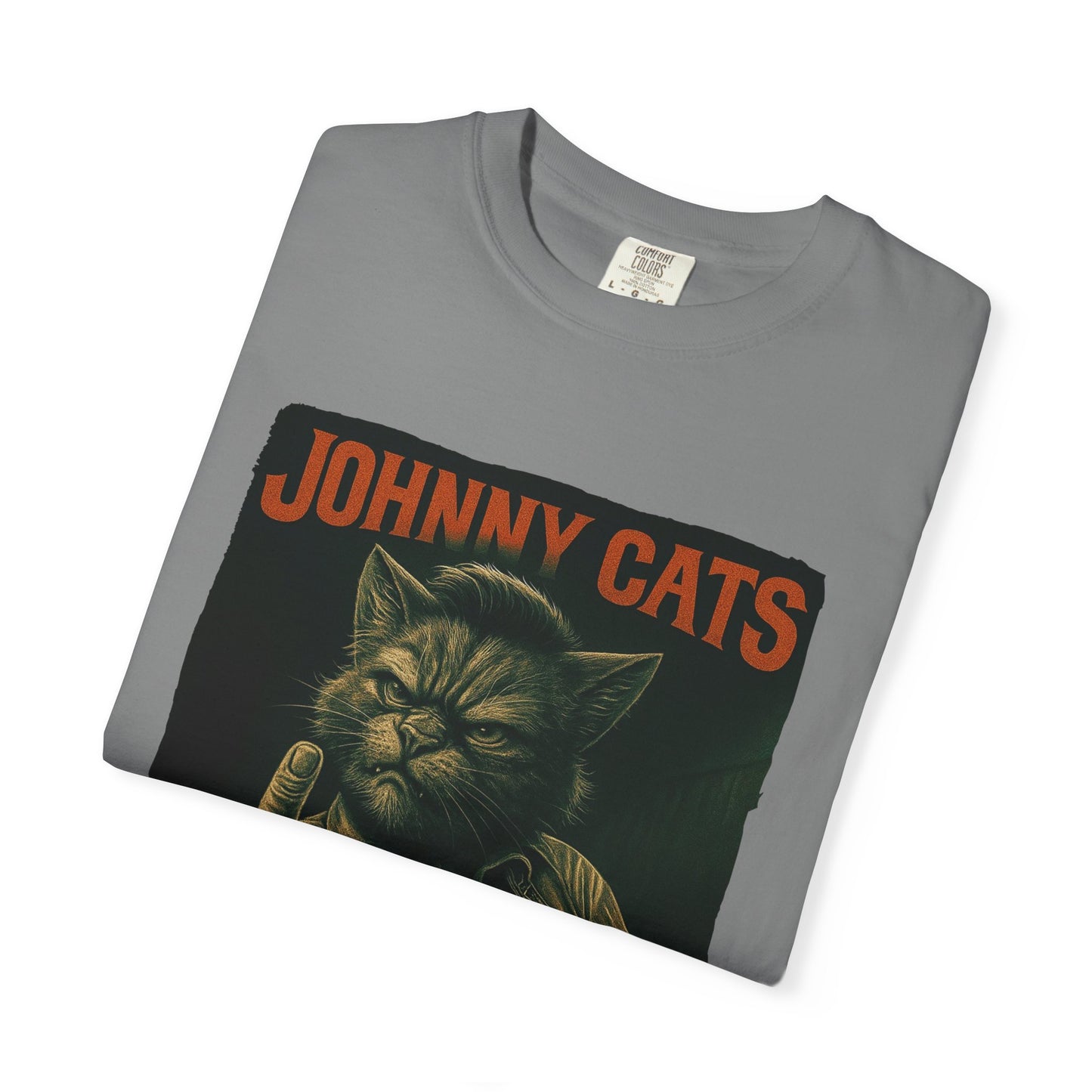 Johnny Cats Tee – Gritty Guitar Cat Graphic