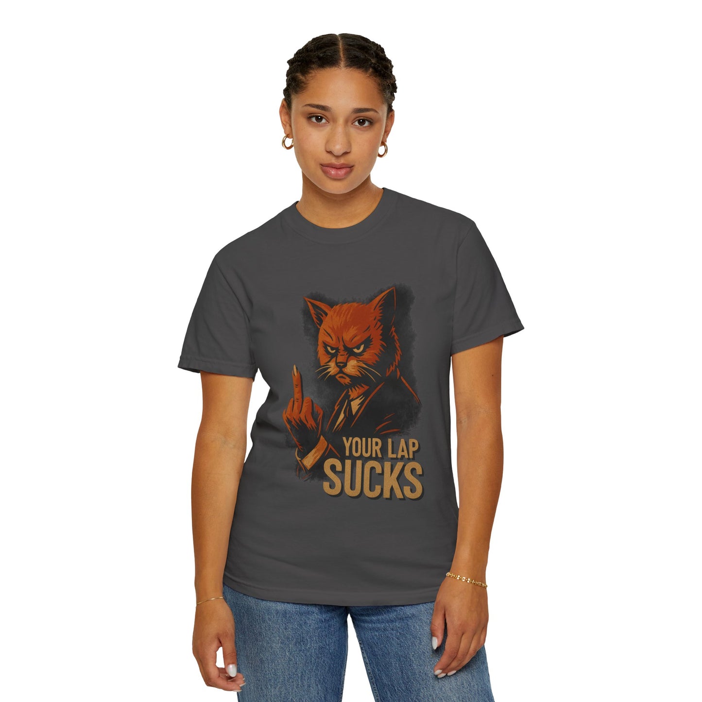 Grumpy Cat Middle Finger Tee – “Your Lap Sucks” Funny Unisex T-Shirt