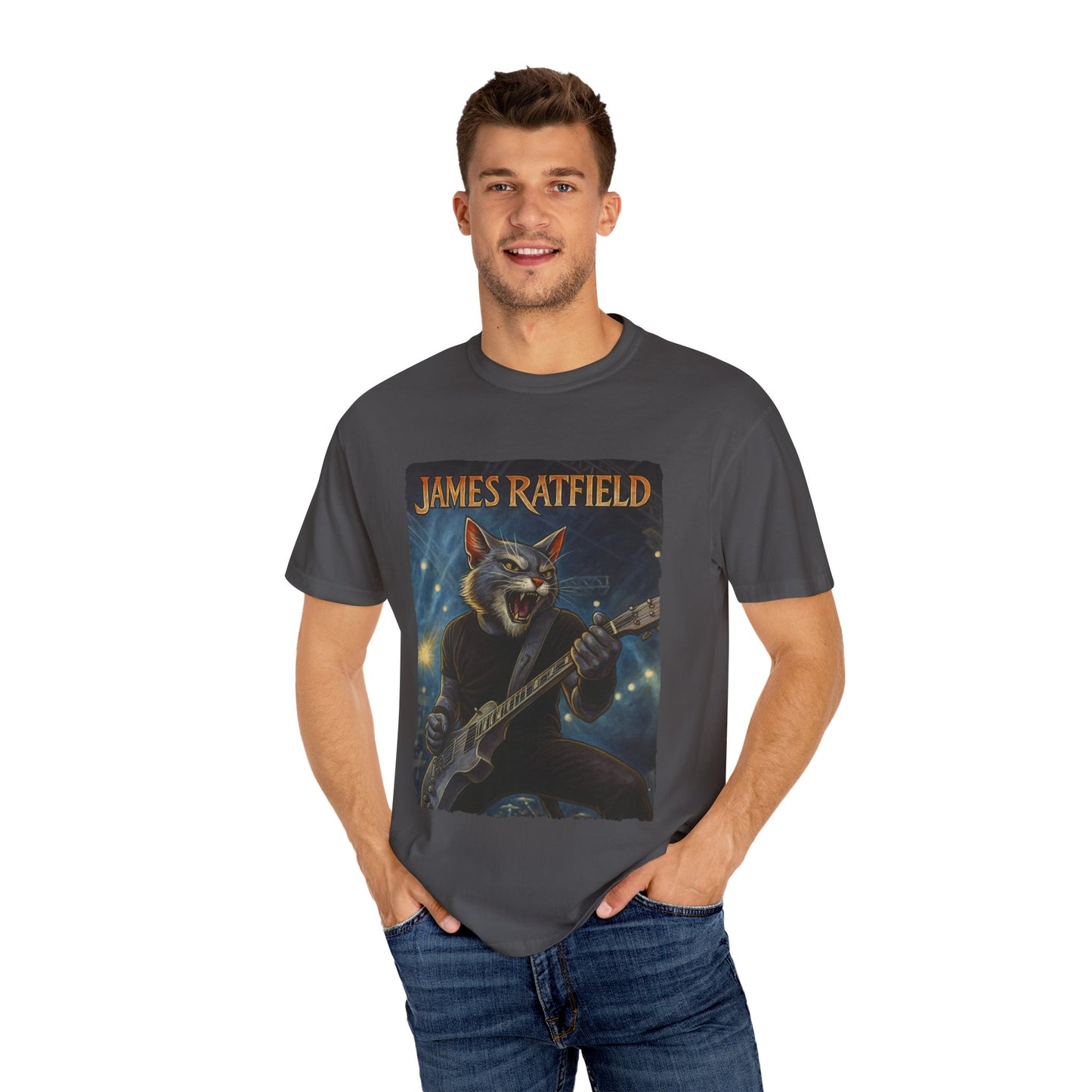 James Ratfield Tee – Cat Guitarist Rock Graphic