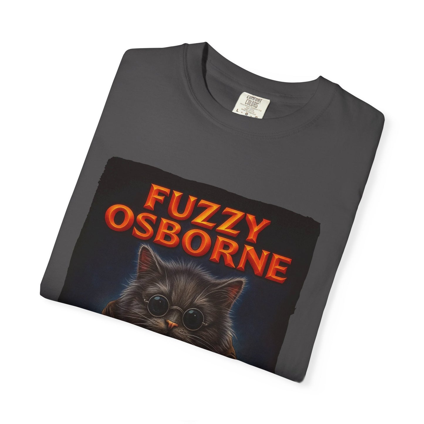 Fuzzy Osborne Tee – Funny Metal Cat Graphic