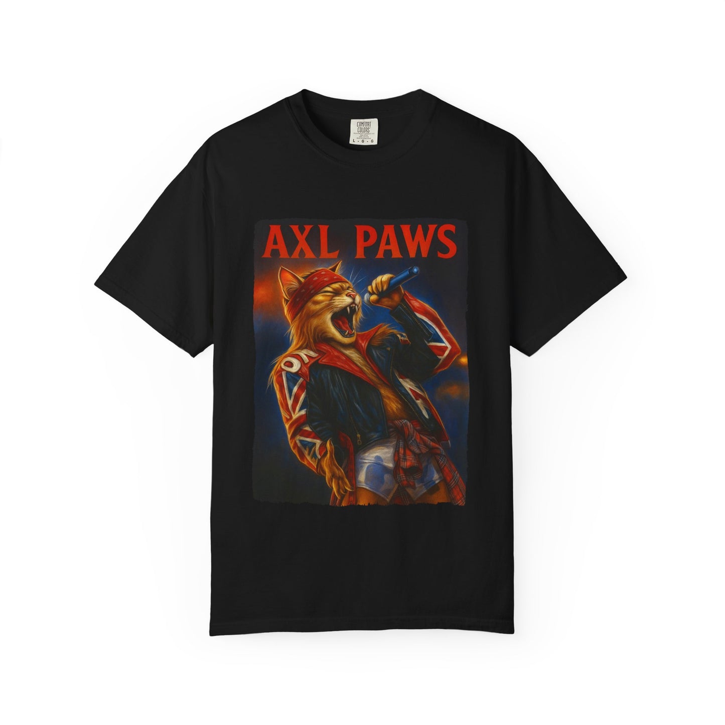 Axl Paws Tee – Cat Frontman Concert Graphic