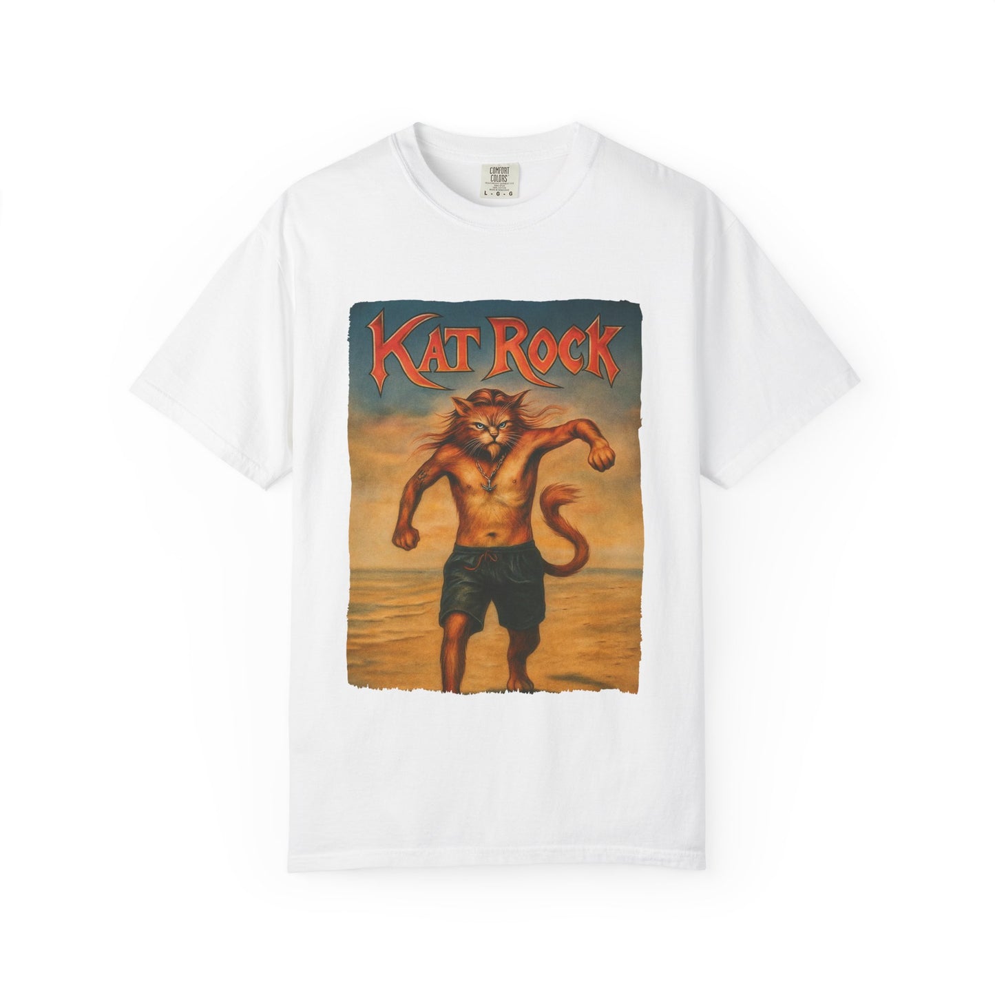 Kat Rock Tee – Strutting Beach Cat Graphic